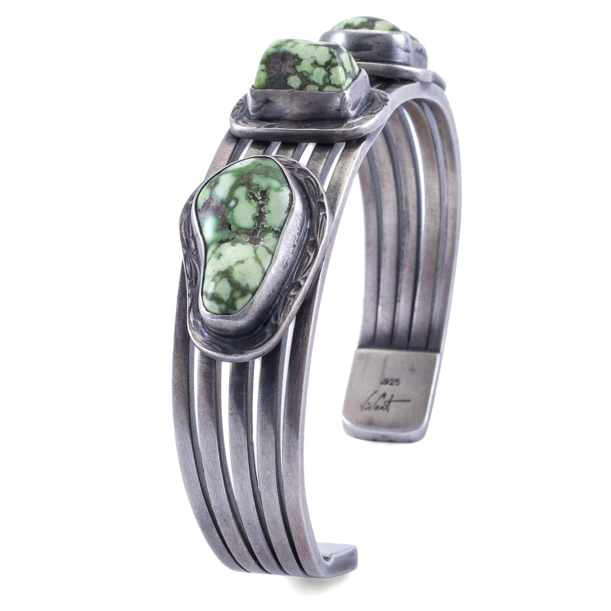 Kalifano Native American Jewelry Carico Lake Turquoise USA Native American Made 925 Sterling Silver Cuff NAB1350.007