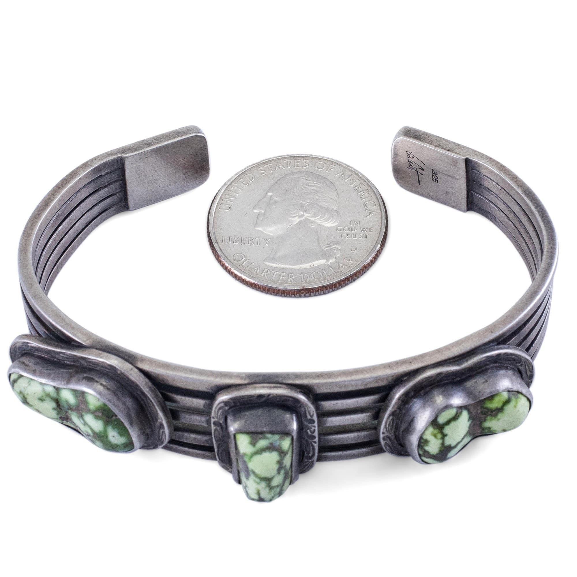 Kalifano Native American Jewelry Carico Lake Turquoise USA Native American Made 925 Sterling Silver Cuff NAB1350.007