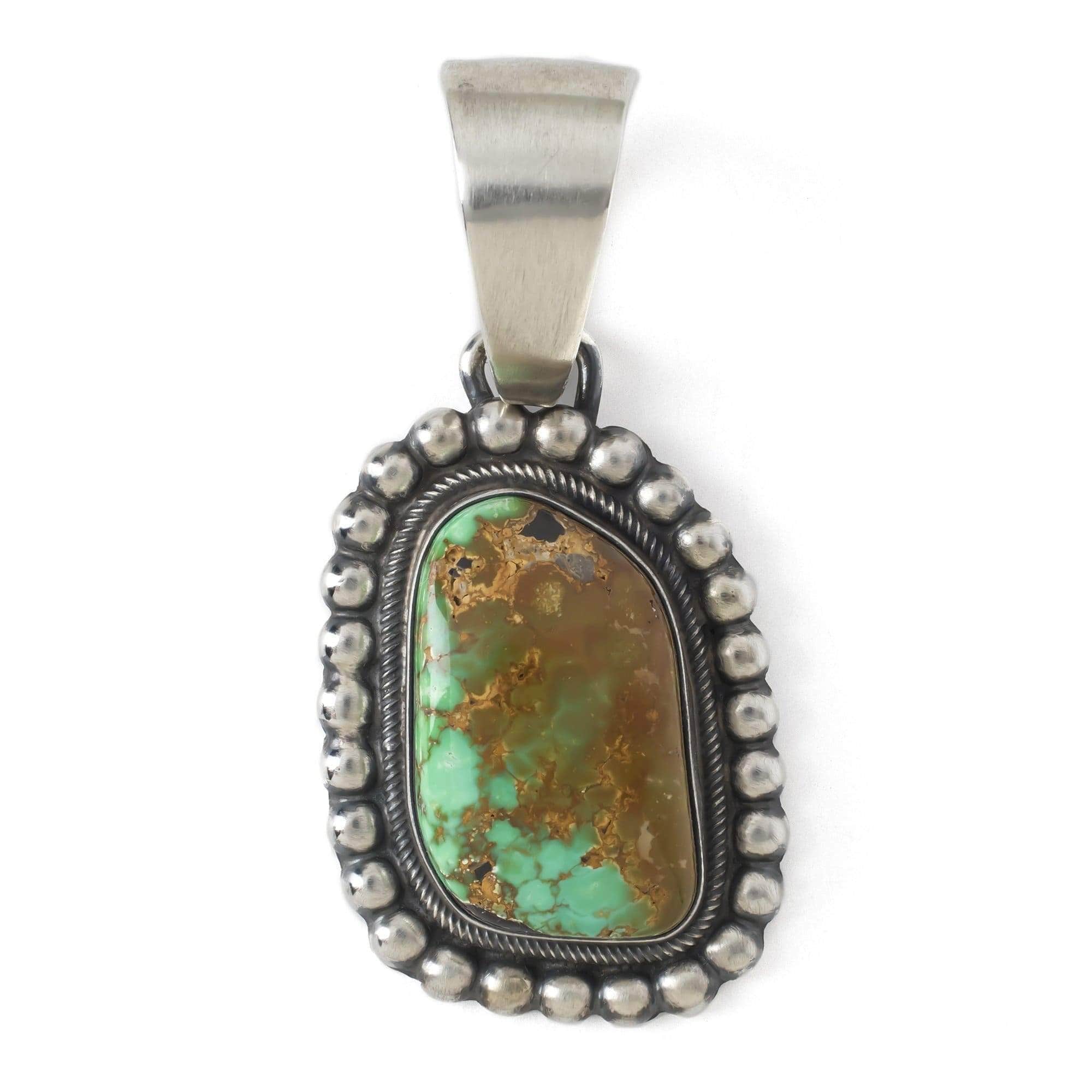 Kalifano Native American Jewelry Carico Lake Turquoise USA Native  American Made 925 Sterling Silver Pendant NAN1650.001