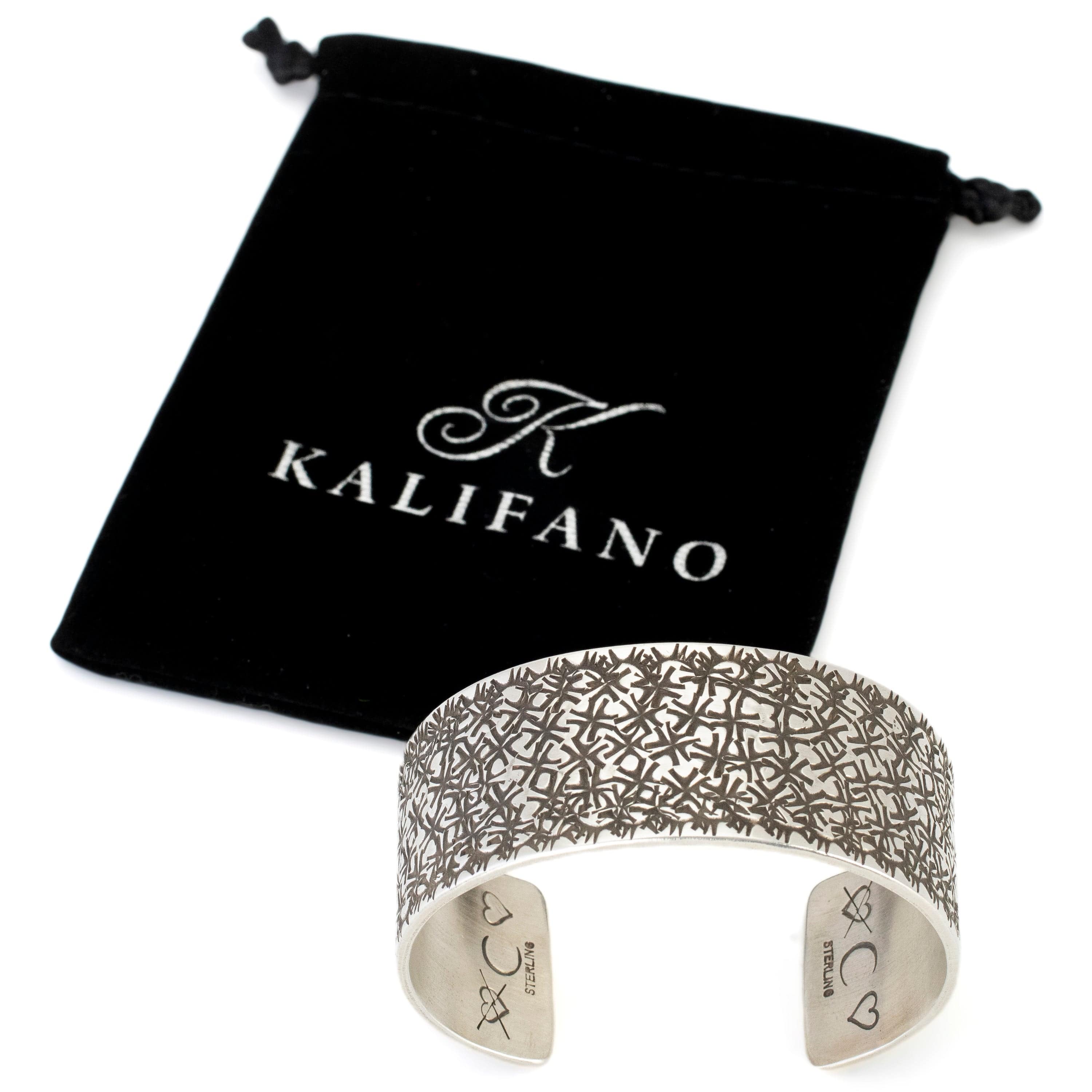 Kalifano Native American Jewelry Cody Willie Navajo USA Native American Made 925 Sterling Silver Cuff NAB1200.015