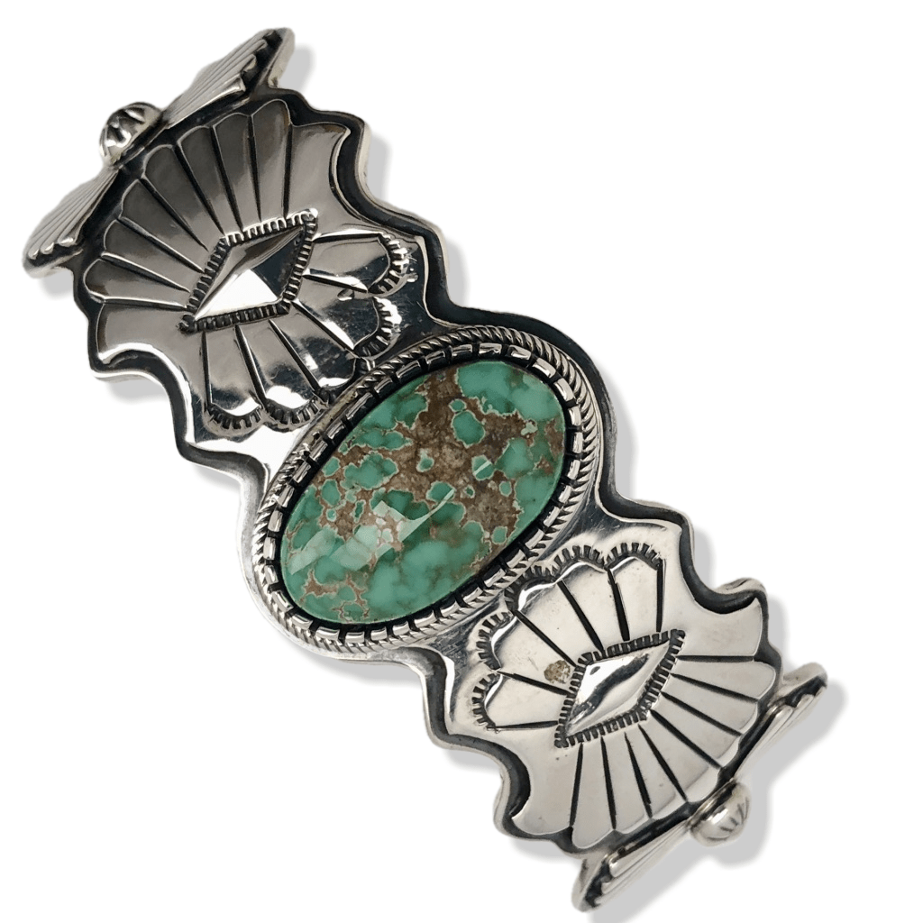 Kalifano Native American Jewelry D. Clark Carico Lake Turquoise Native American Made 925 Sterling Silver Cuff NAB3000.002