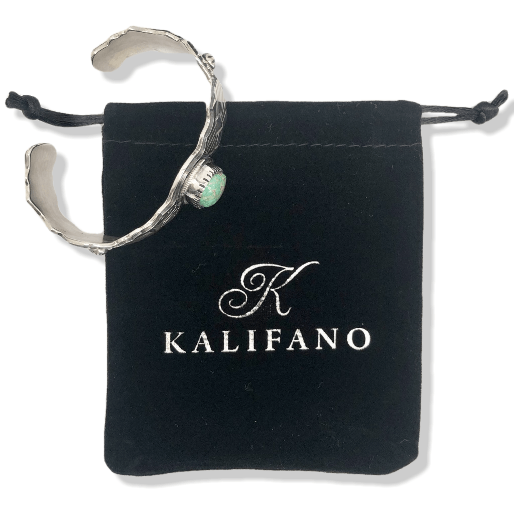 Kalifano Native American Jewelry D. Clark Carico Lake Turquoise Native American Made 925 Sterling Silver Cuff NAB3000.002