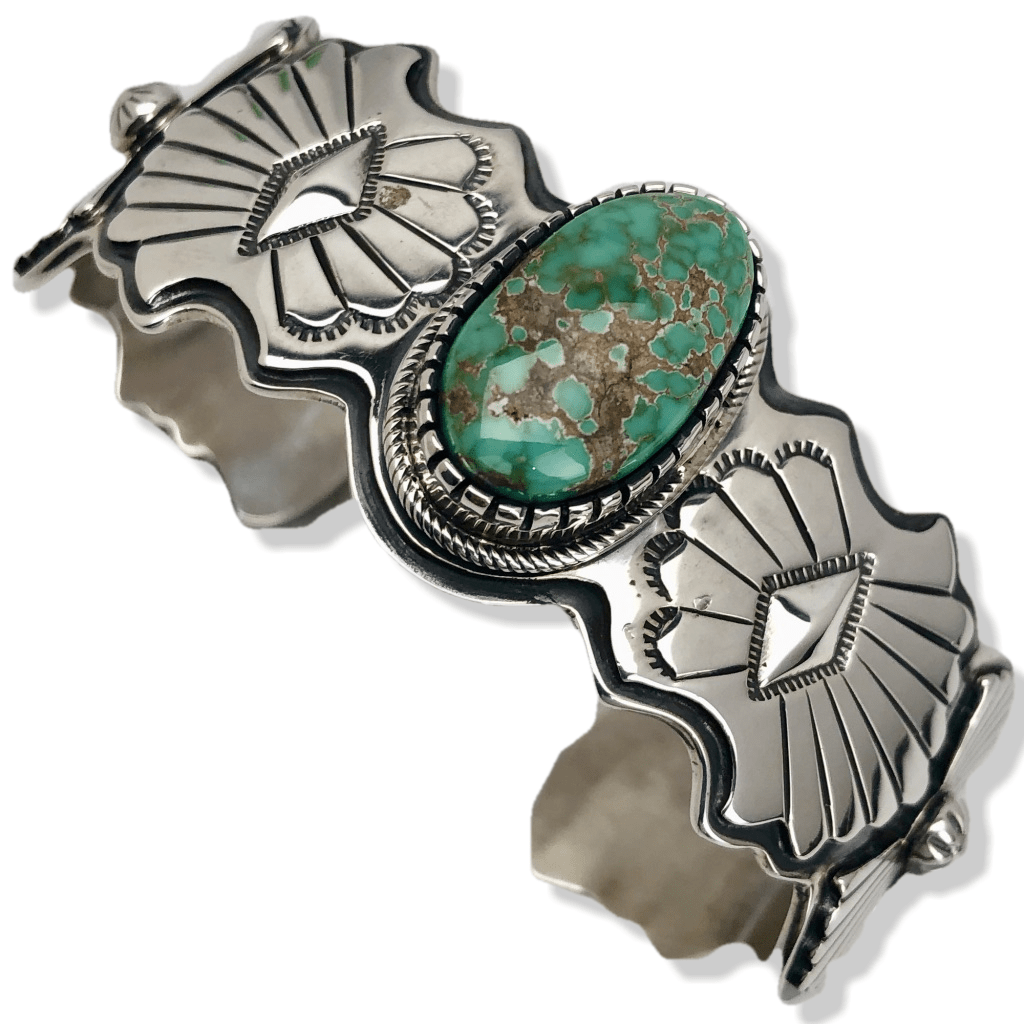 Kalifano Native American Jewelry D. Clark Carico Lake Turquoise Native American Made 925 Sterling Silver Cuff NAB3000.002