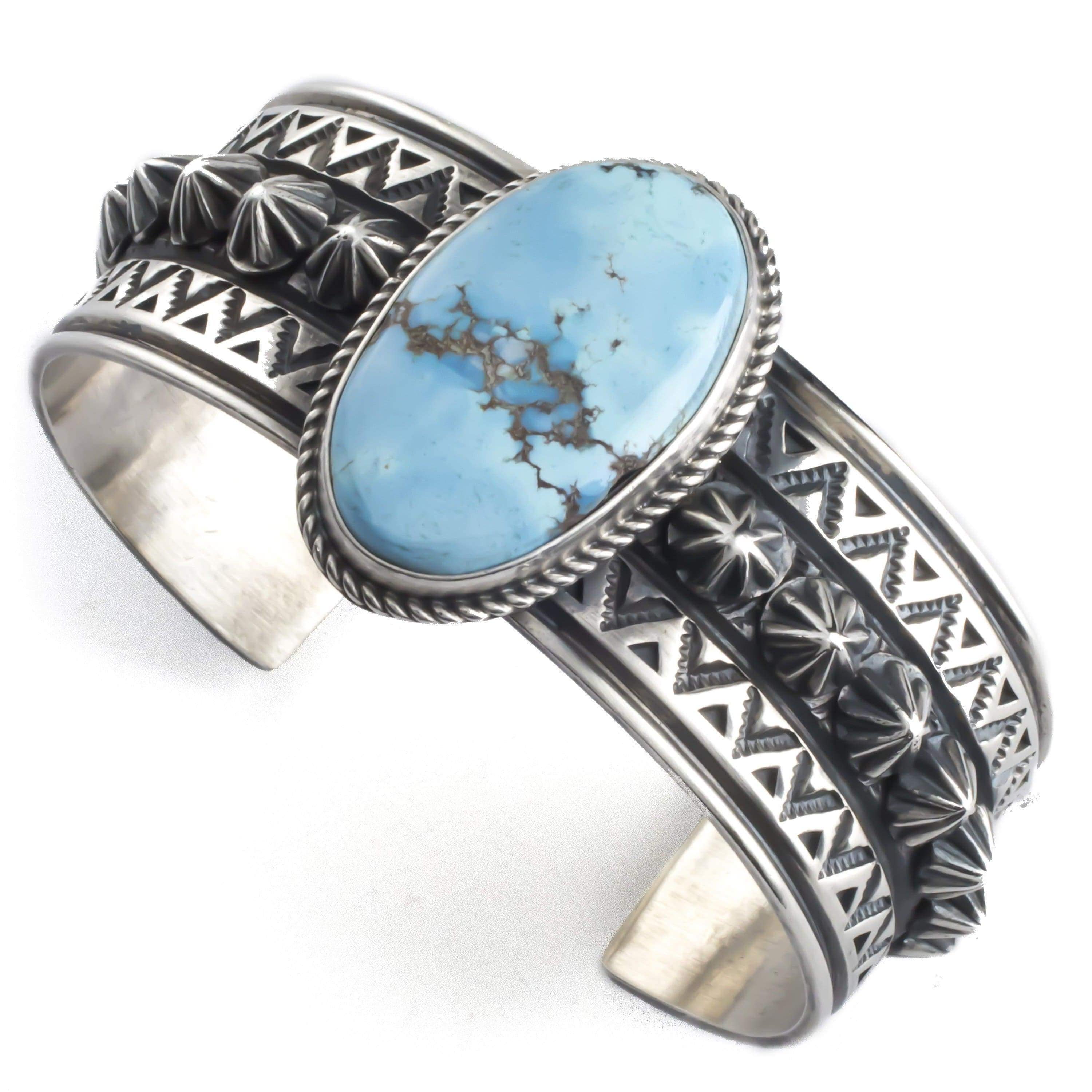 Kalifano Native American Jewelry Donovan Cadman Golden Hills Turquoise Native American Made 925 Sterling Silver Cuff NAB2700.002