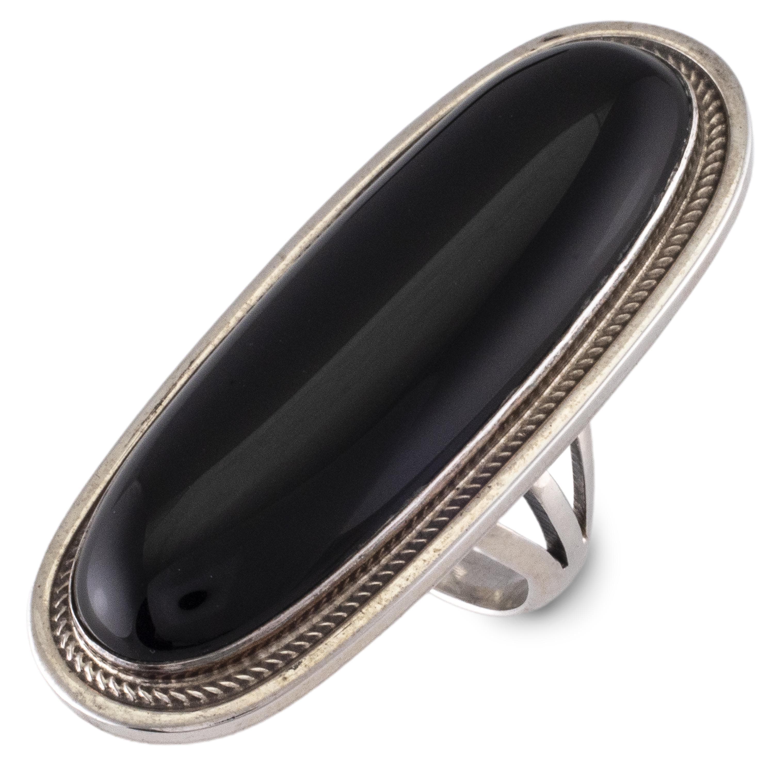 Kalifano Native American Jewelry Harold Joe Navajo Black Onyx USA Native American Made 925 Sterling Silver Ring