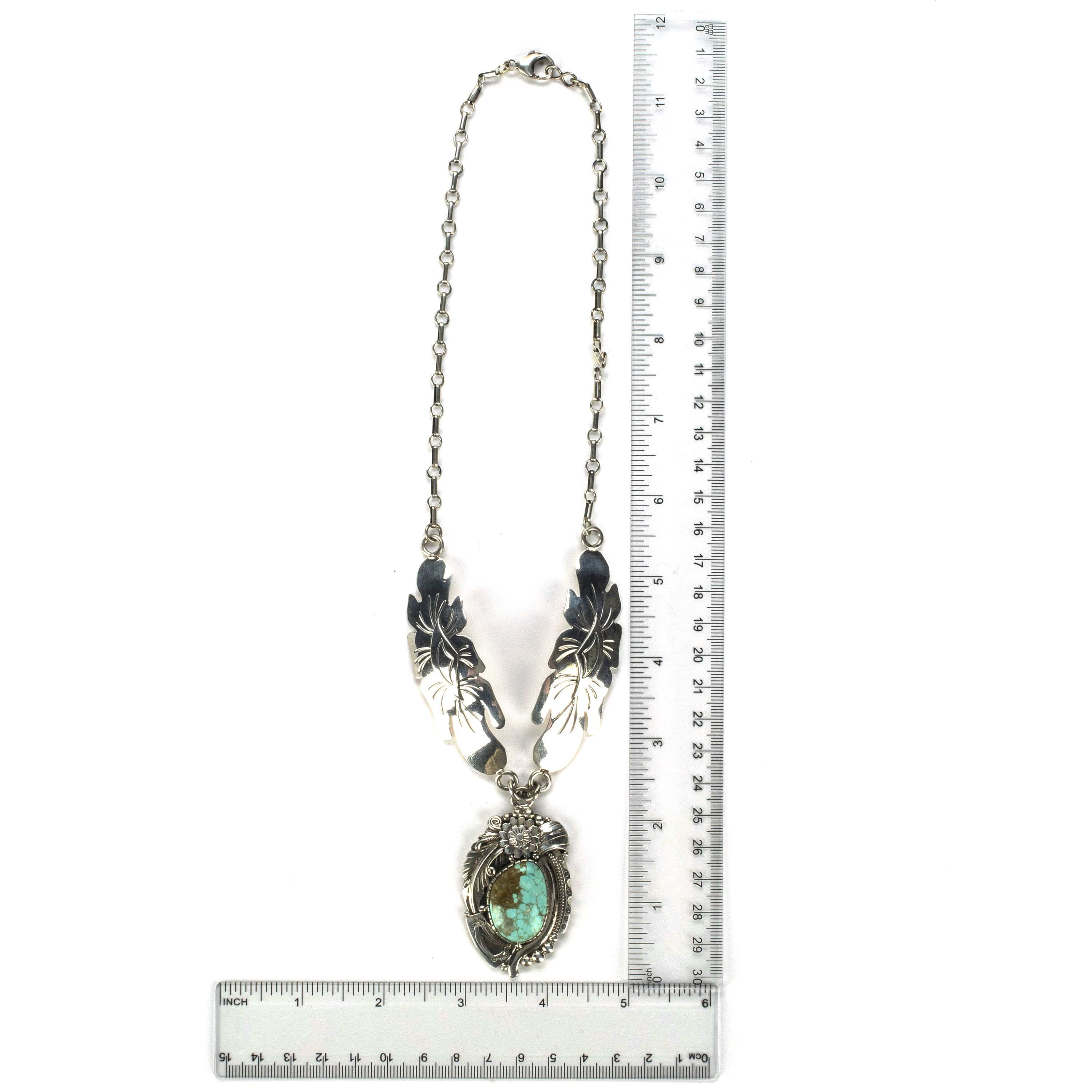 Kalifano Native American Jewelry Jimmy Lee #8 Turquoise from Nevada USA Native American Made 925 Sterling Silver Necklace NAN1950.001