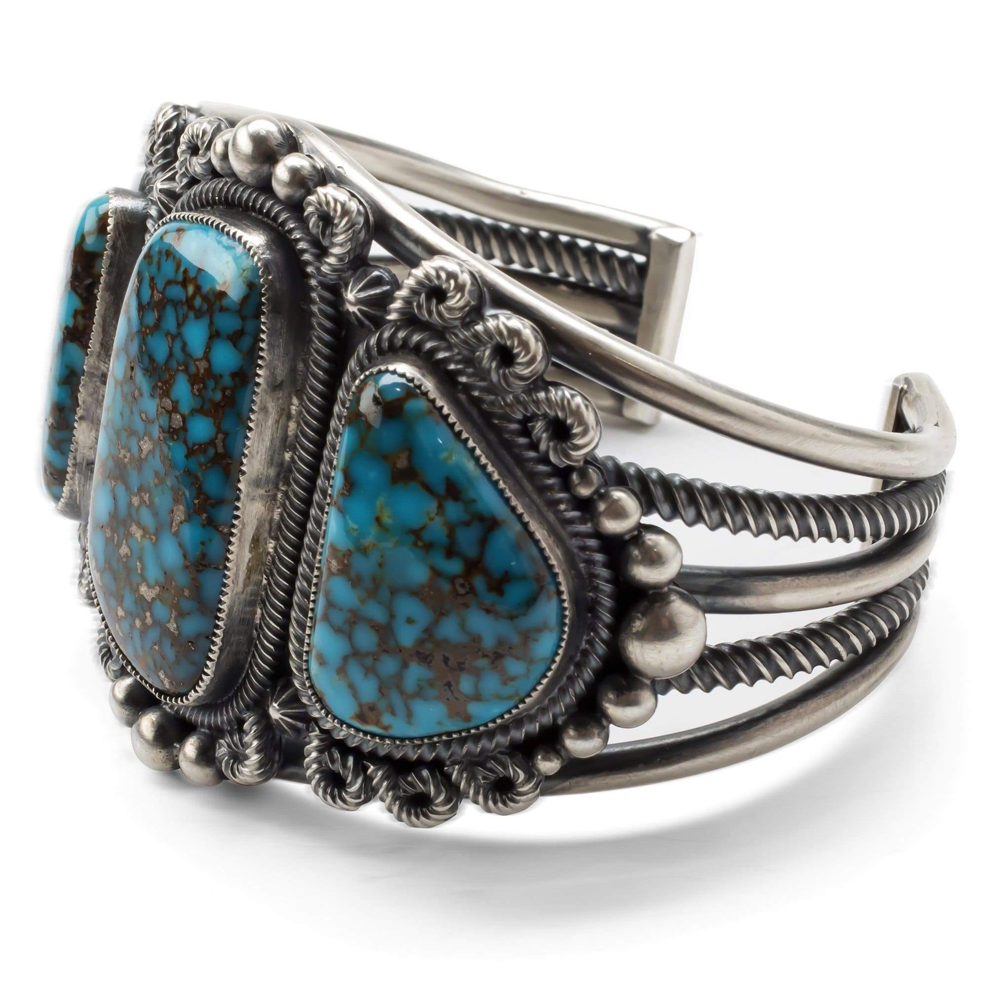 Kalifano Native American Jewelry Kingman Turquoise USA Native American Made 925 Sterling Silver Cuff NAB4200.001