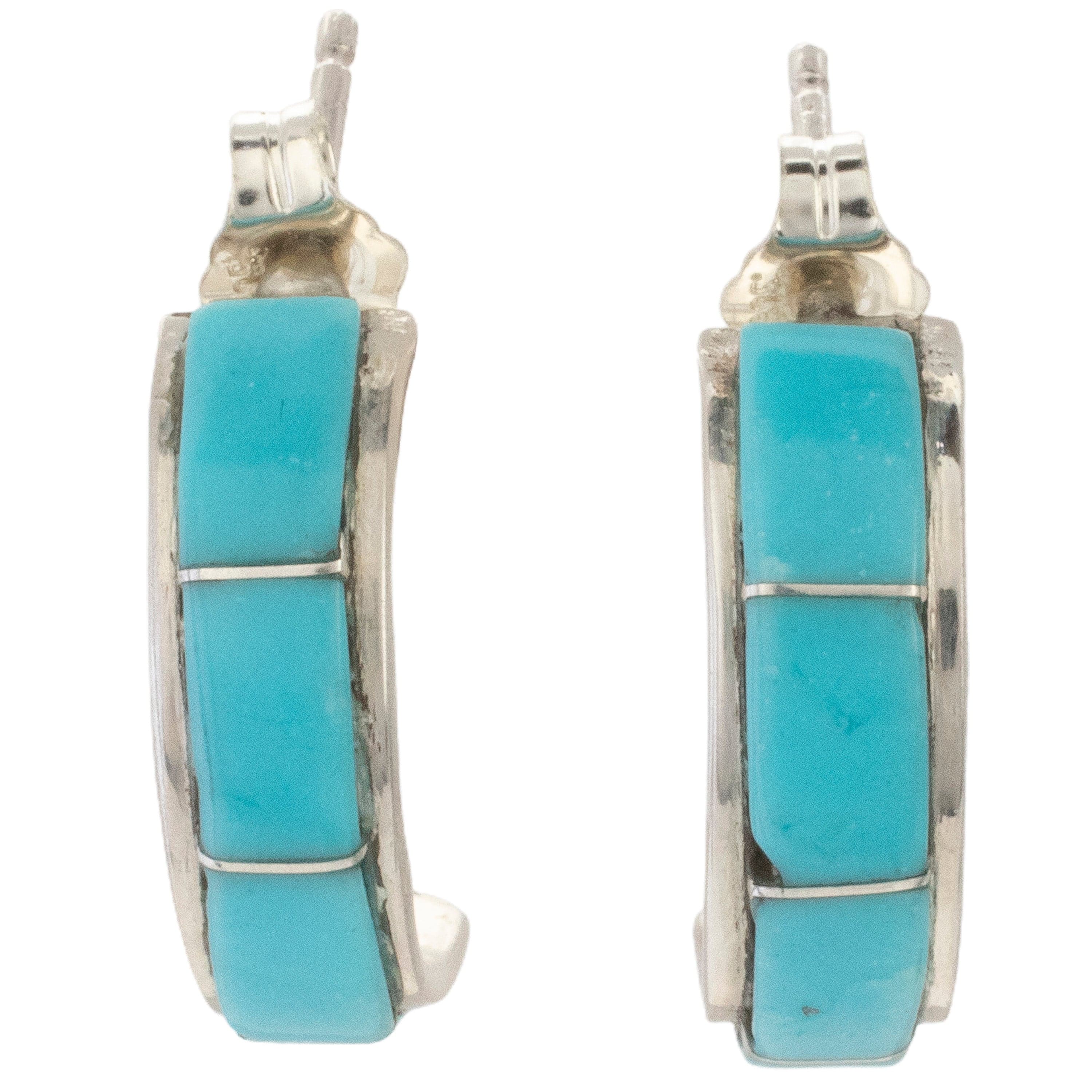 KALIFANO Native American Jewelry Kingman Turquoise USA Native American Made 925 Sterling Silver Earrings NAE300.012