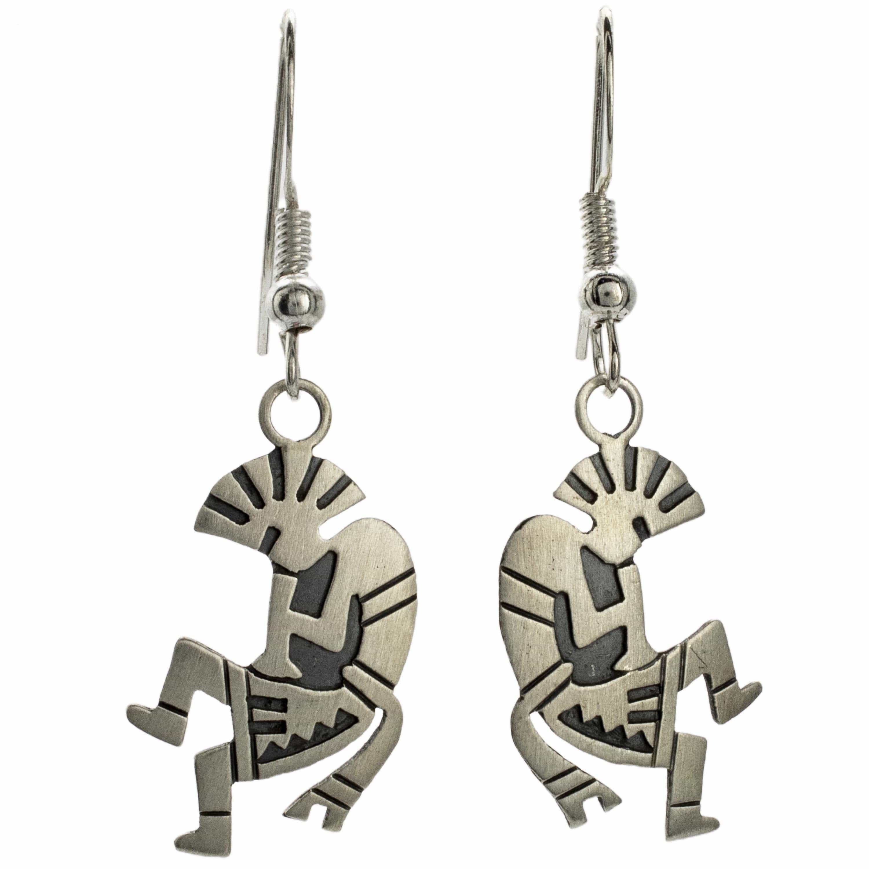 Kalifano Native American Jewelry Kokopelli USA Native American Made Sterling Silver Earrings NAE150.006