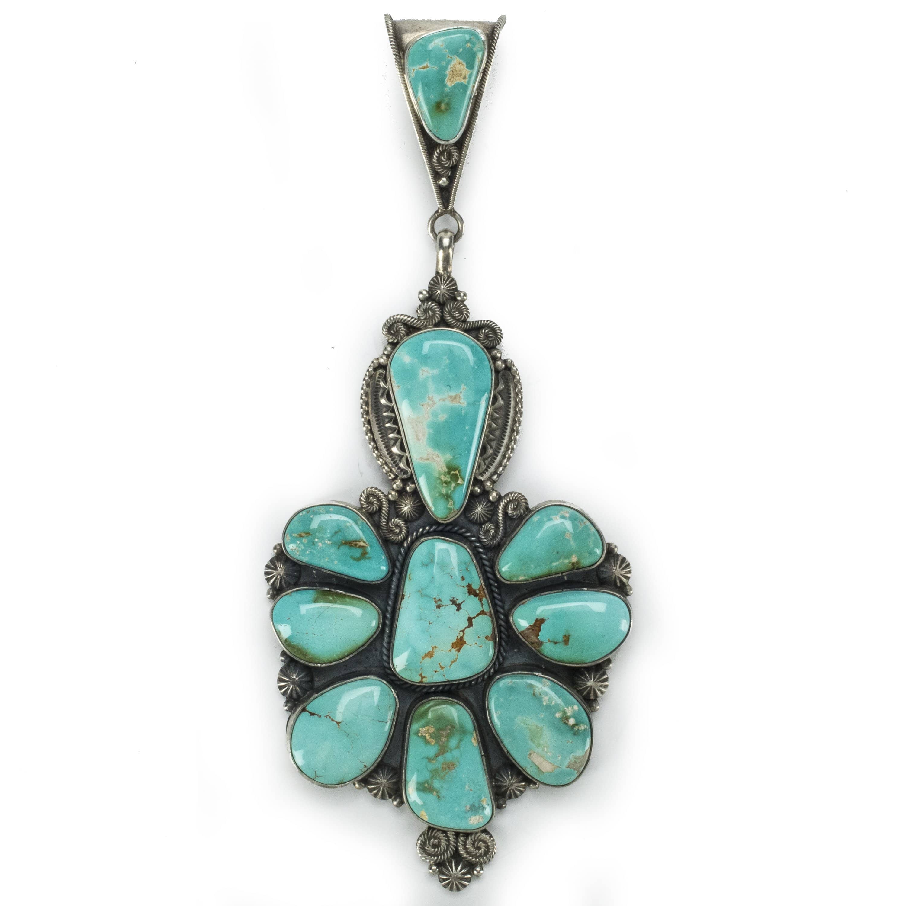 Kalifano Native American Jewelry M&R Caladillo Royston Turquoise USA Native American Made 925 Sterling Silver Pendant NAN6000.003