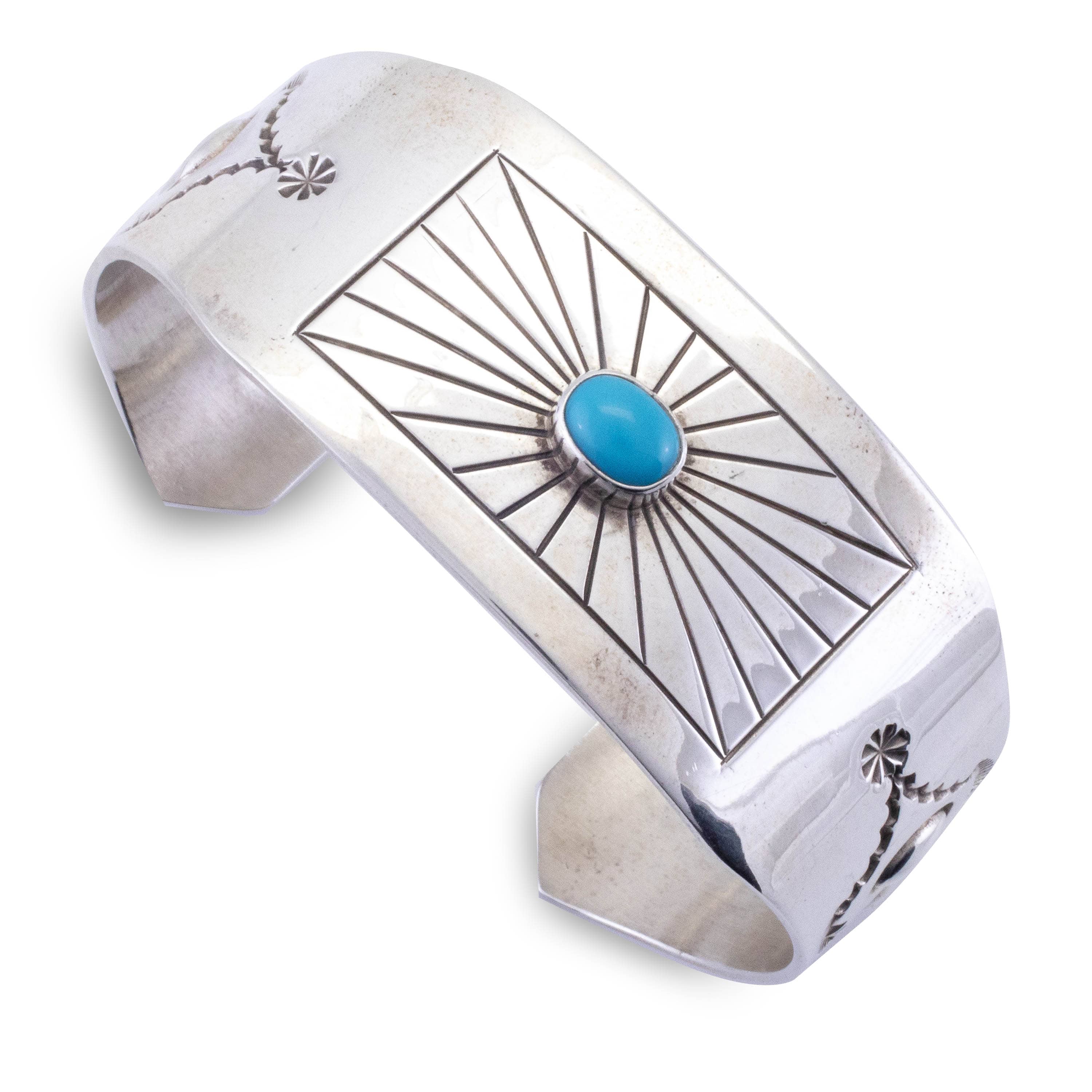 Kalifano Native American Jewelry Marita Benally Navajo Kingman Turquoise USA Native American Made 925 Sterling Silver Cuff NAB1200.016