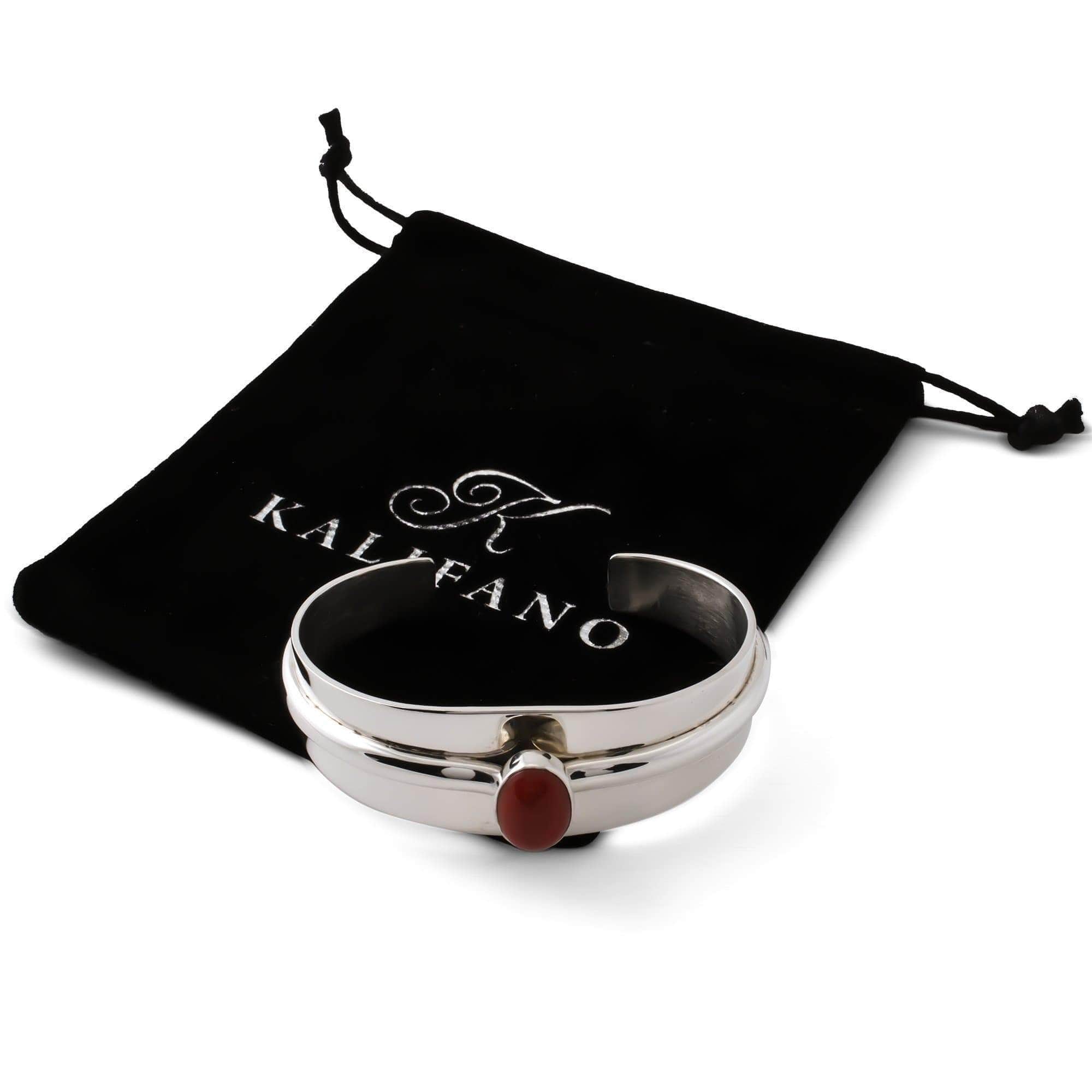 Kalifano Native American Jewelry Mark Yazzie Coral USA Native American Made 925 Sterling Silver Cuff NAB1350.001