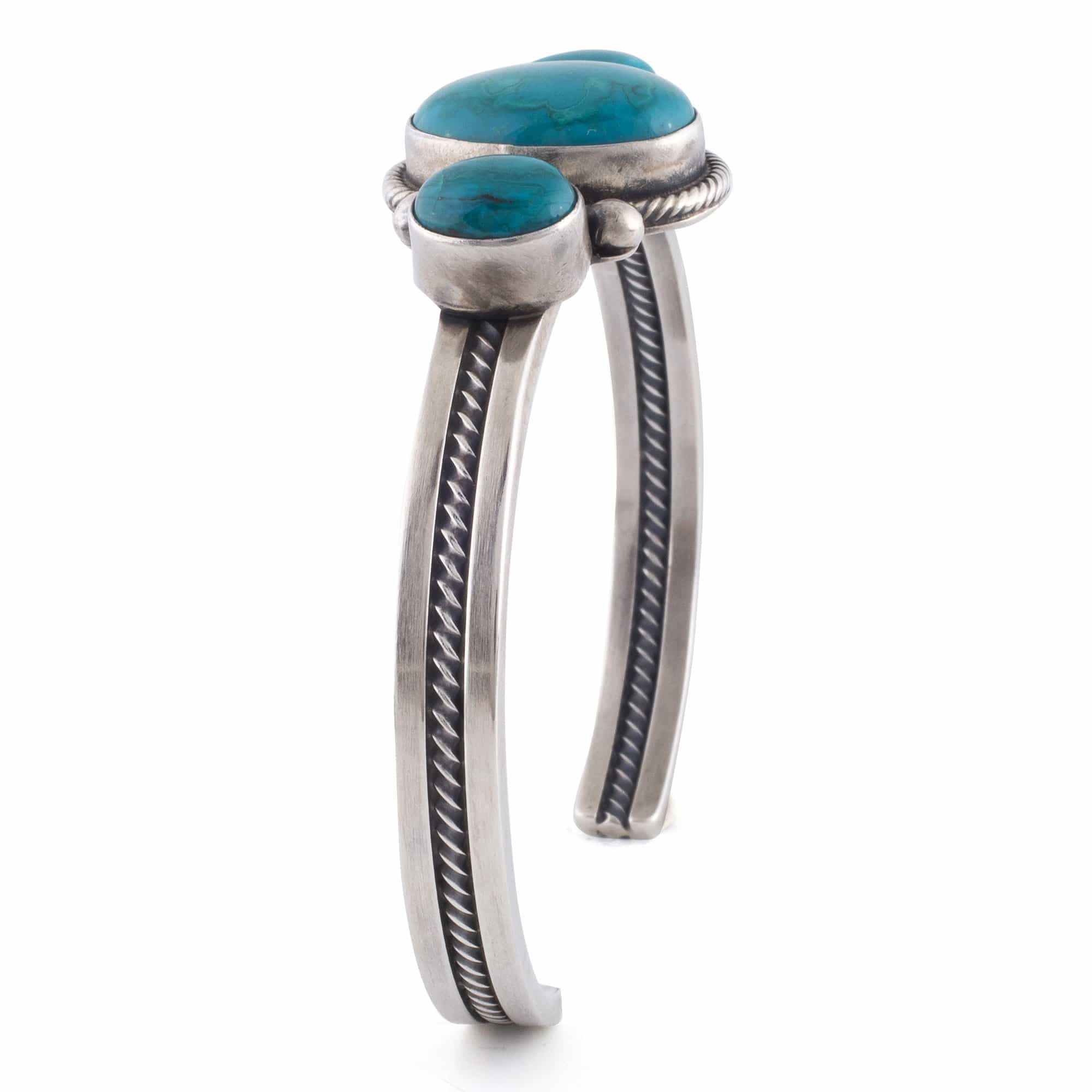 Kalifano Native American Jewelry Mark Yazzie Kingman Turquoise USA Native American Made 925 Sterling Silver Cuff NAB900.005