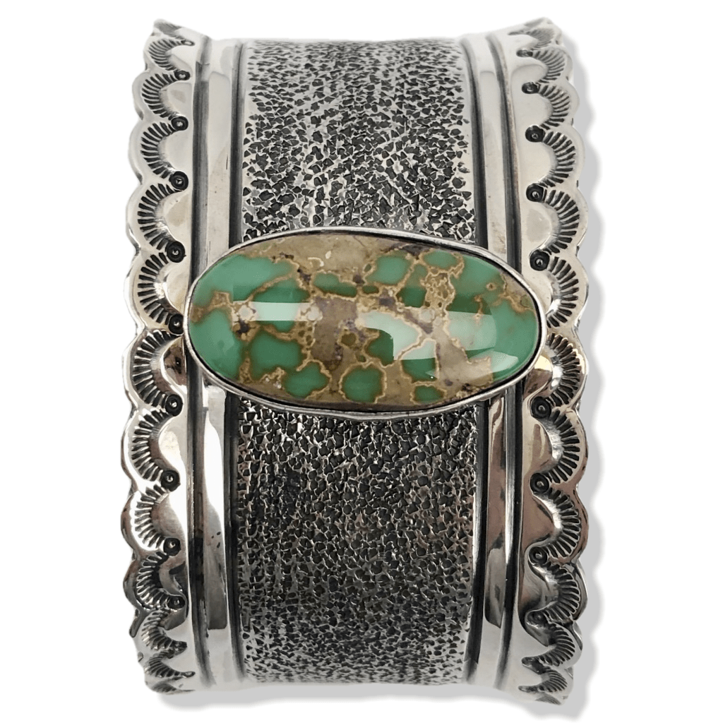 Kalifano Native American Jewelry Mark Yazzie Royston Turquoise Native American Made 925 Sterling Silver Cuff NAB3300.001