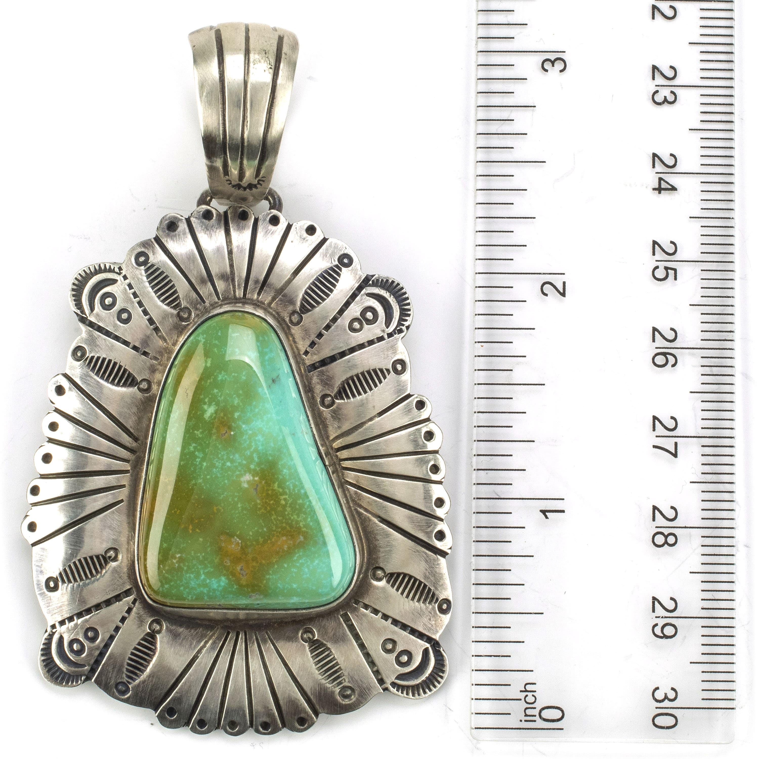 Kalifano Native American Jewelry Marvin McReeves Carico Lake Turquoise USA Native American Made 925 Sterling Silver Pendant NAN1800.011