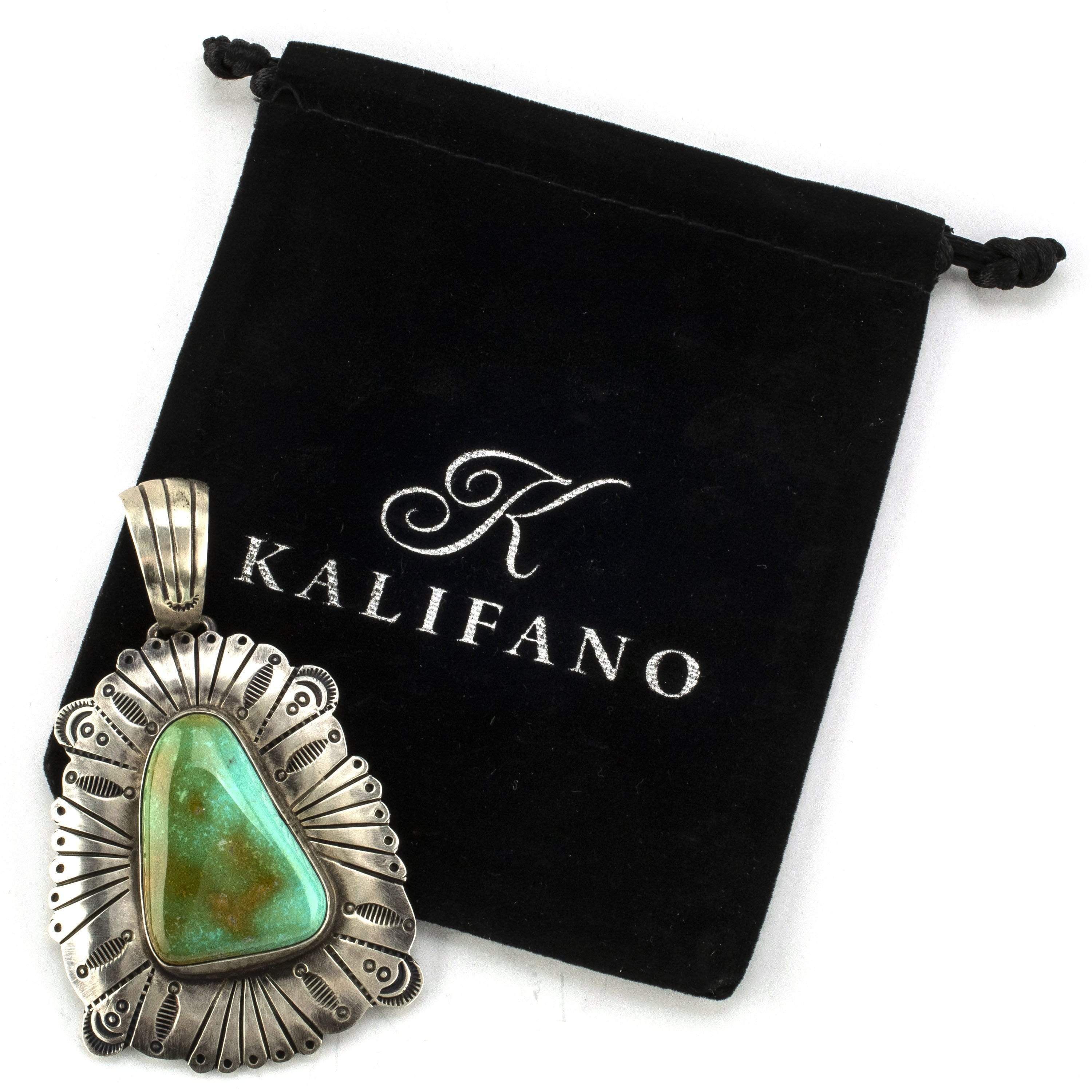 Kalifano Native American Jewelry Marvin McReeves Carico Lake Turquoise USA Native American Made 925 Sterling Silver Pendant NAN1800.011