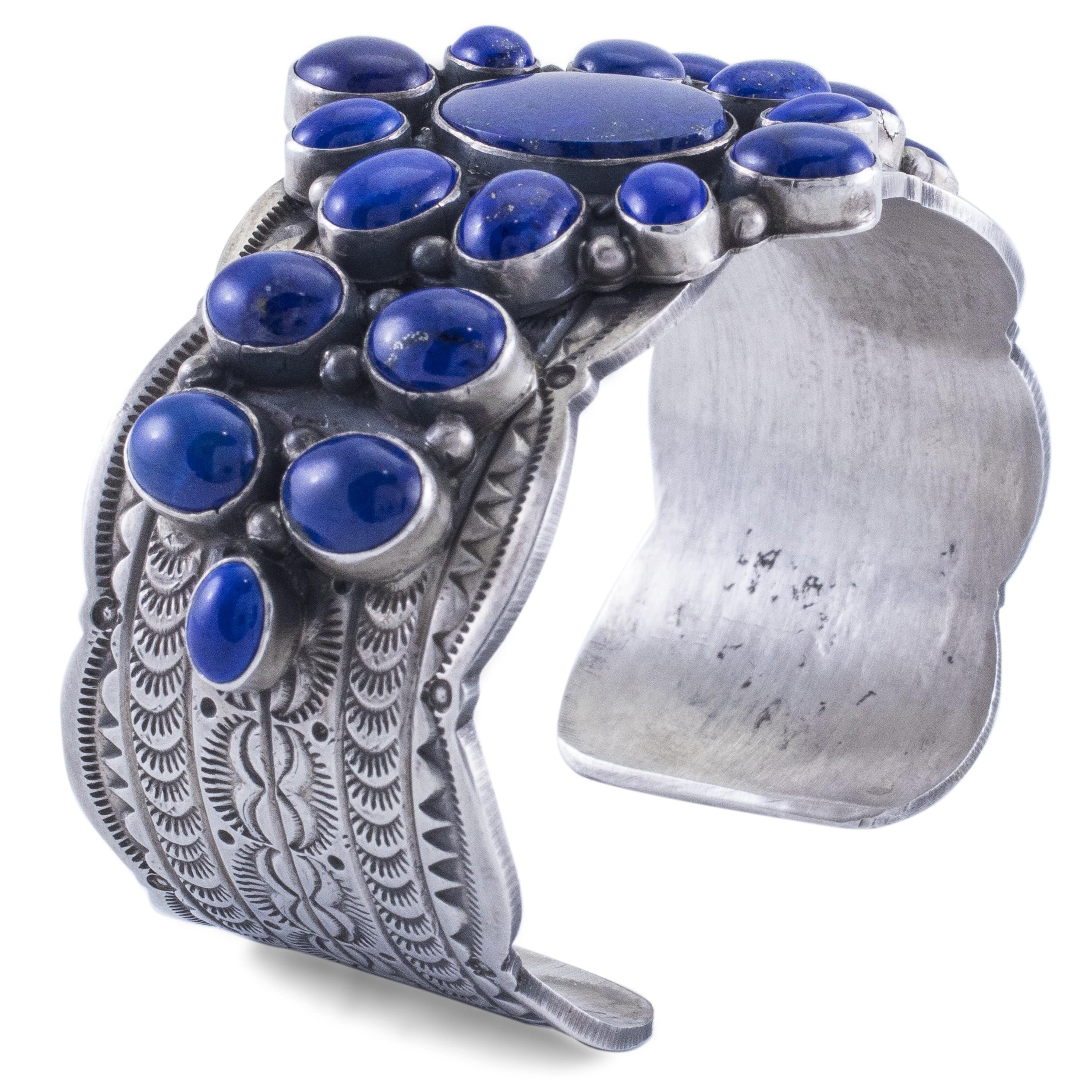 Kalifano Native American Jewelry Michael & Rose Calladitto Lapis Lazuli Navajo USA Native American Made 925 Sterling Silver Cuff NAB3800.001