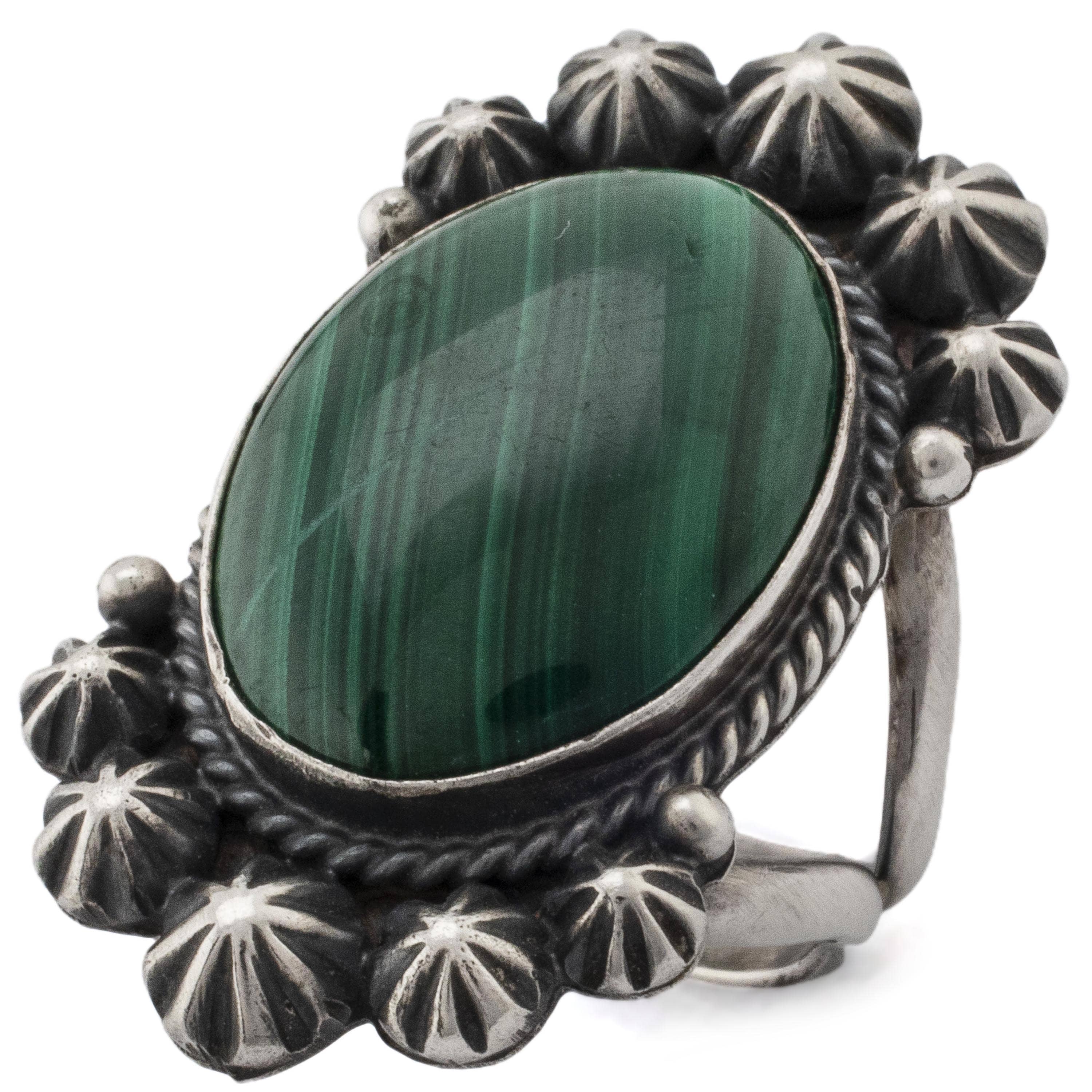 Kalifano Native American Jewelry Michael & Rose Calladitto Navajo Malachite USA Native American Made 925 Sterling Silver Ring