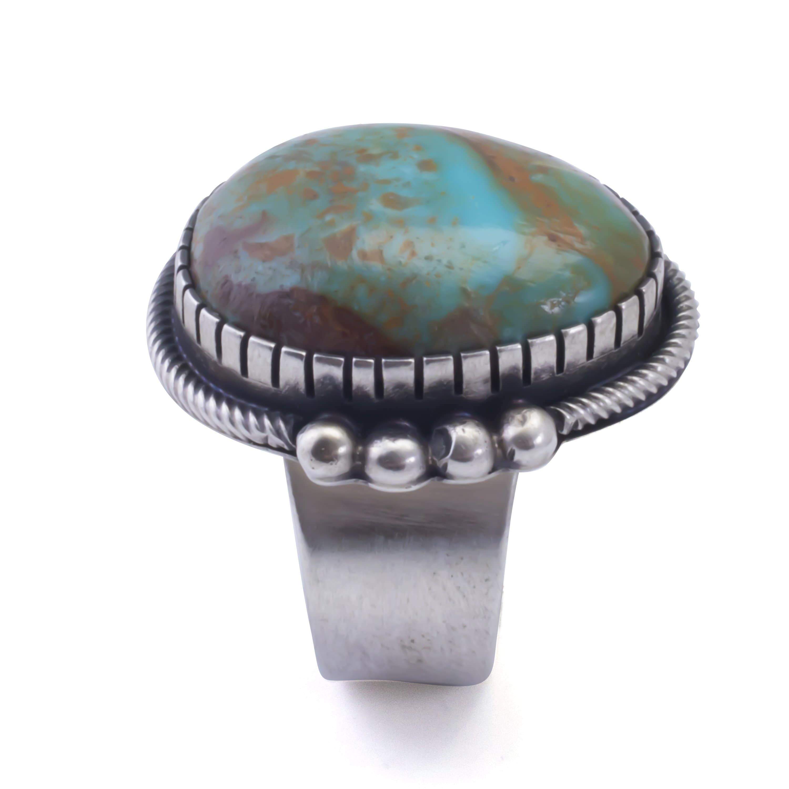 Kalifano Native American Jewelry Paul Livingston Kingman Turquoise Native American Made 925 Sterling Silver Ring