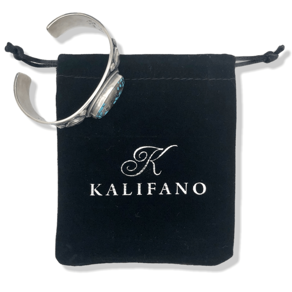 Kalifano Native American Jewelry R. Bennet Hubei Turquoise Native American Made 925 Sterling Silver Cuff NAB1800.001