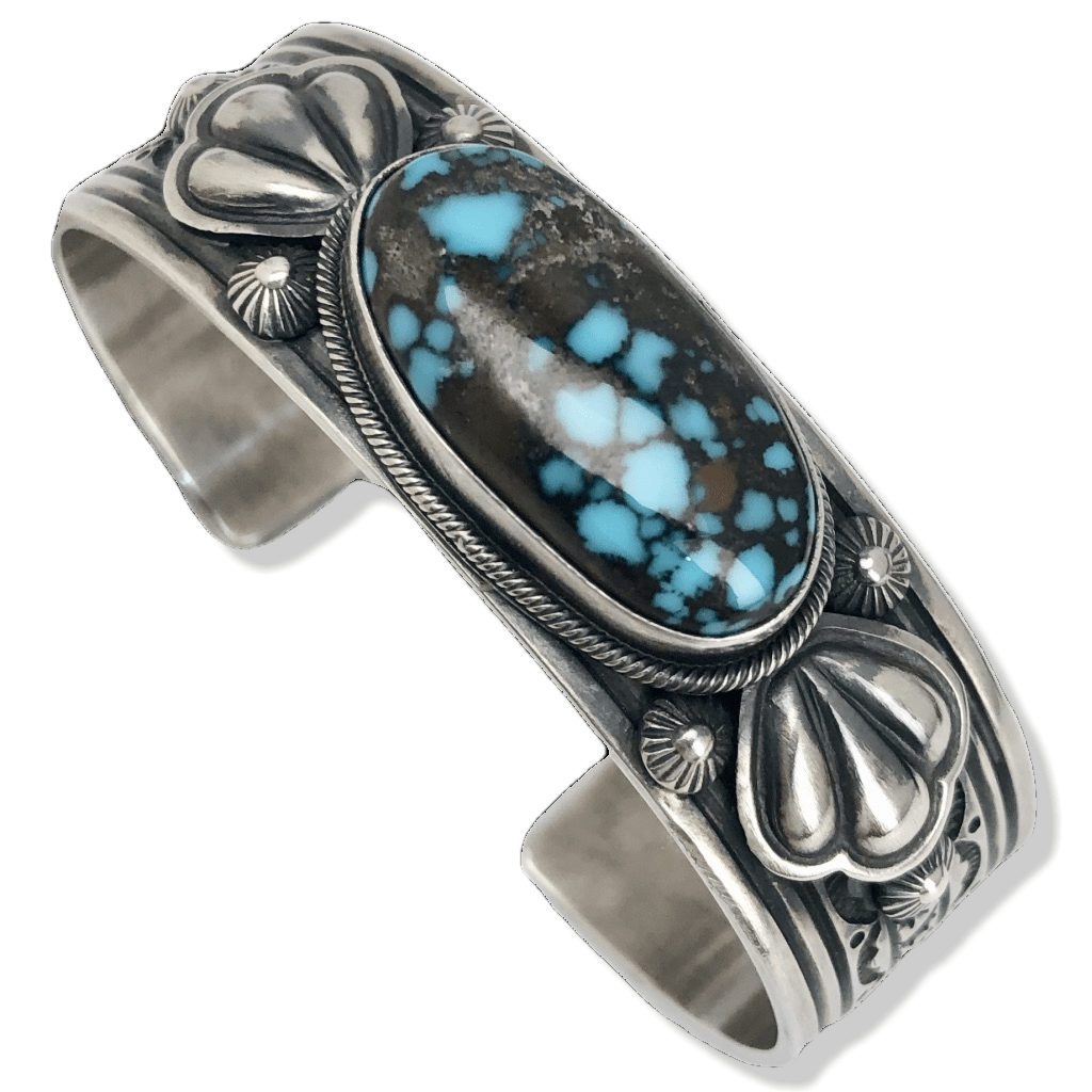 Kalifano Native American Jewelry R. Bennet Hubei Turquoise Native American Made 925 Sterling Silver Cuff NAB1800.001