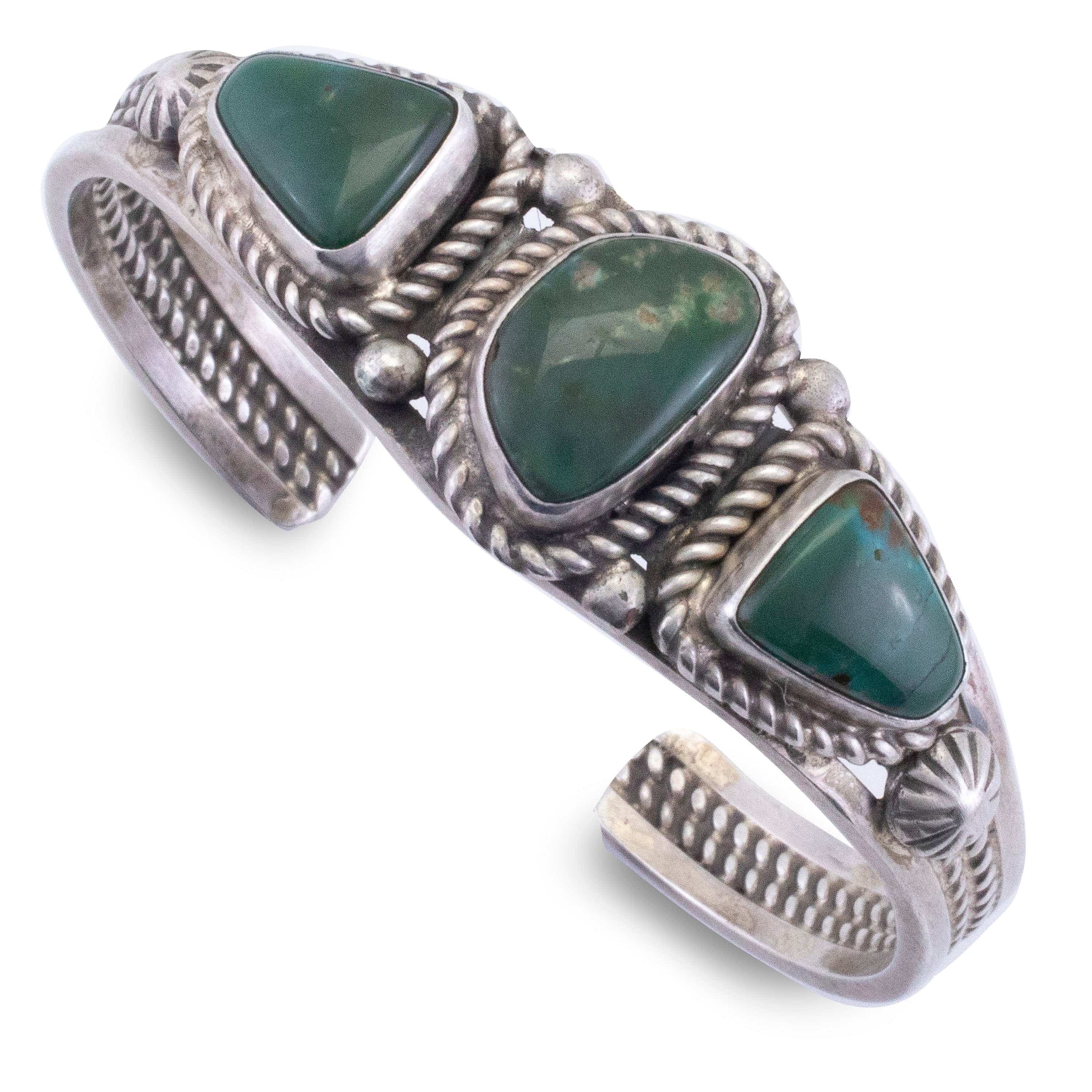 Kalifano Native American Jewelry Randy Hoskie Navajo Green Fox Turquoise USA Native American Made 925 Sterling Silver Cuff NAB1000.007