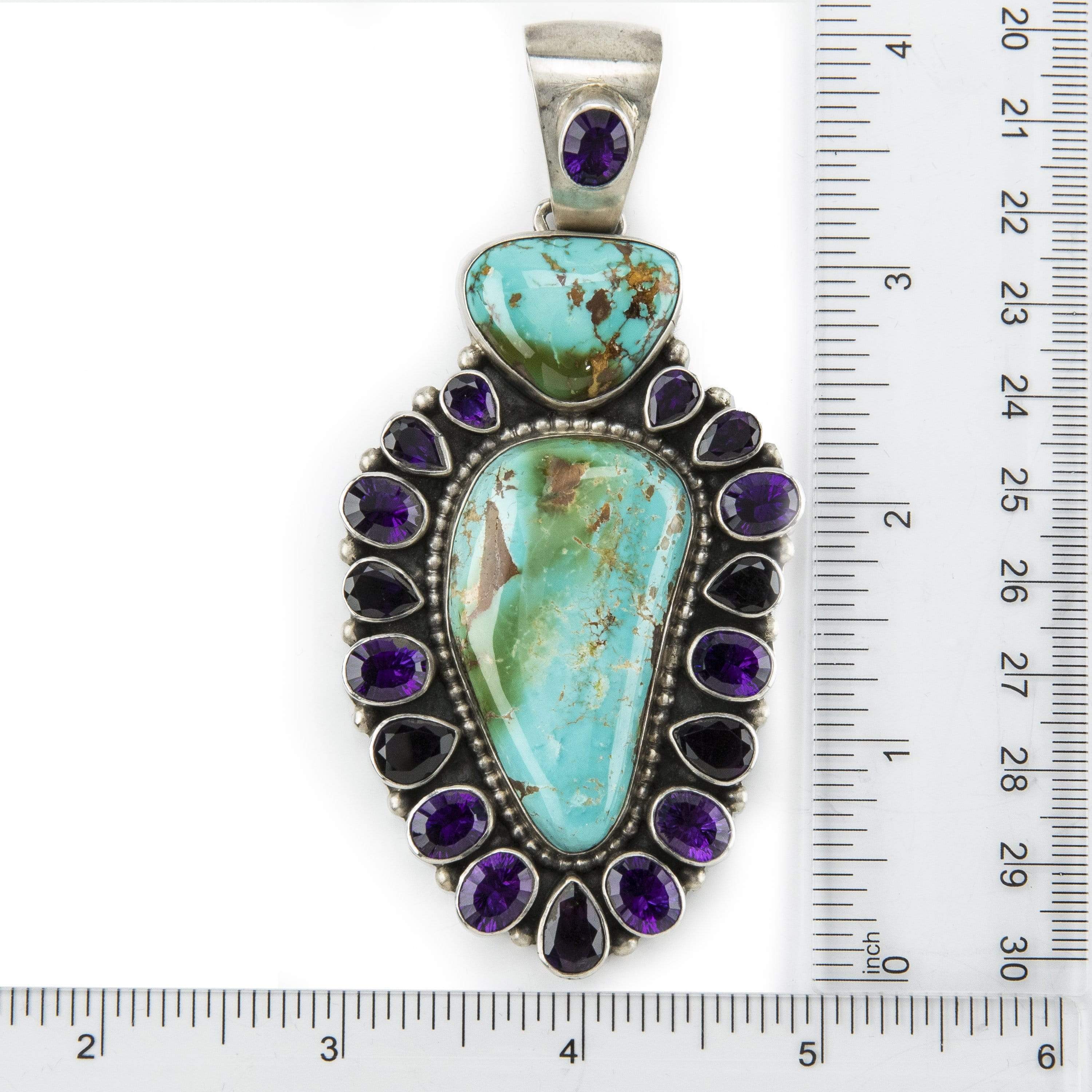 Kalifano Native American Jewelry Royston Turquoise USA Native American Made 925 Sterling Silver Pendant NAN6000.002