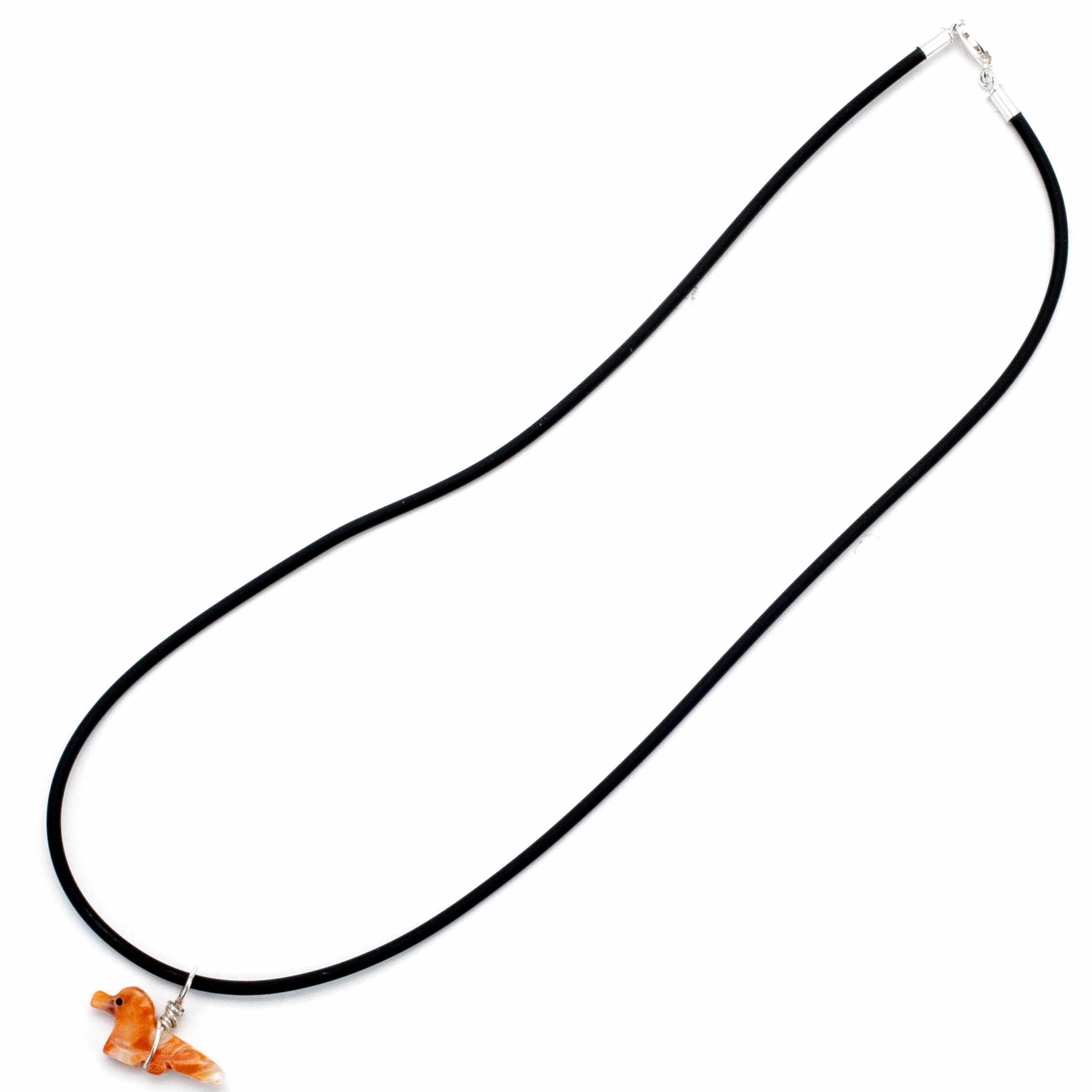 Kalifano Native American Jewelry Spiny Oyster Shell Fetish Carving USA Native American Made Necklace with Leather Cord NAN80.005