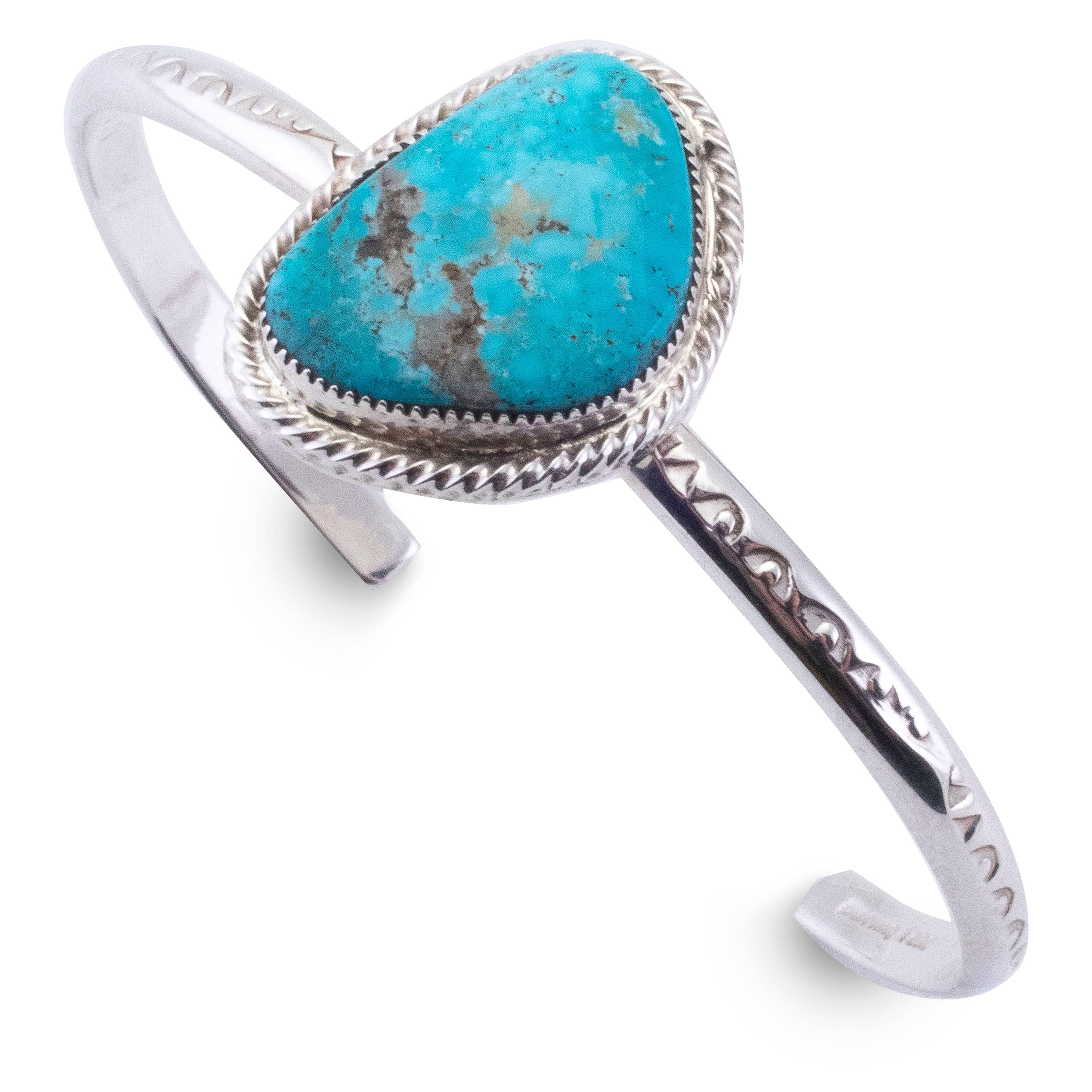 Kalifano Native American Jewelry Tahe Navajo Kingman Turquoise USA Native American Made 925 Sterling Silver Cuff NAB900.008