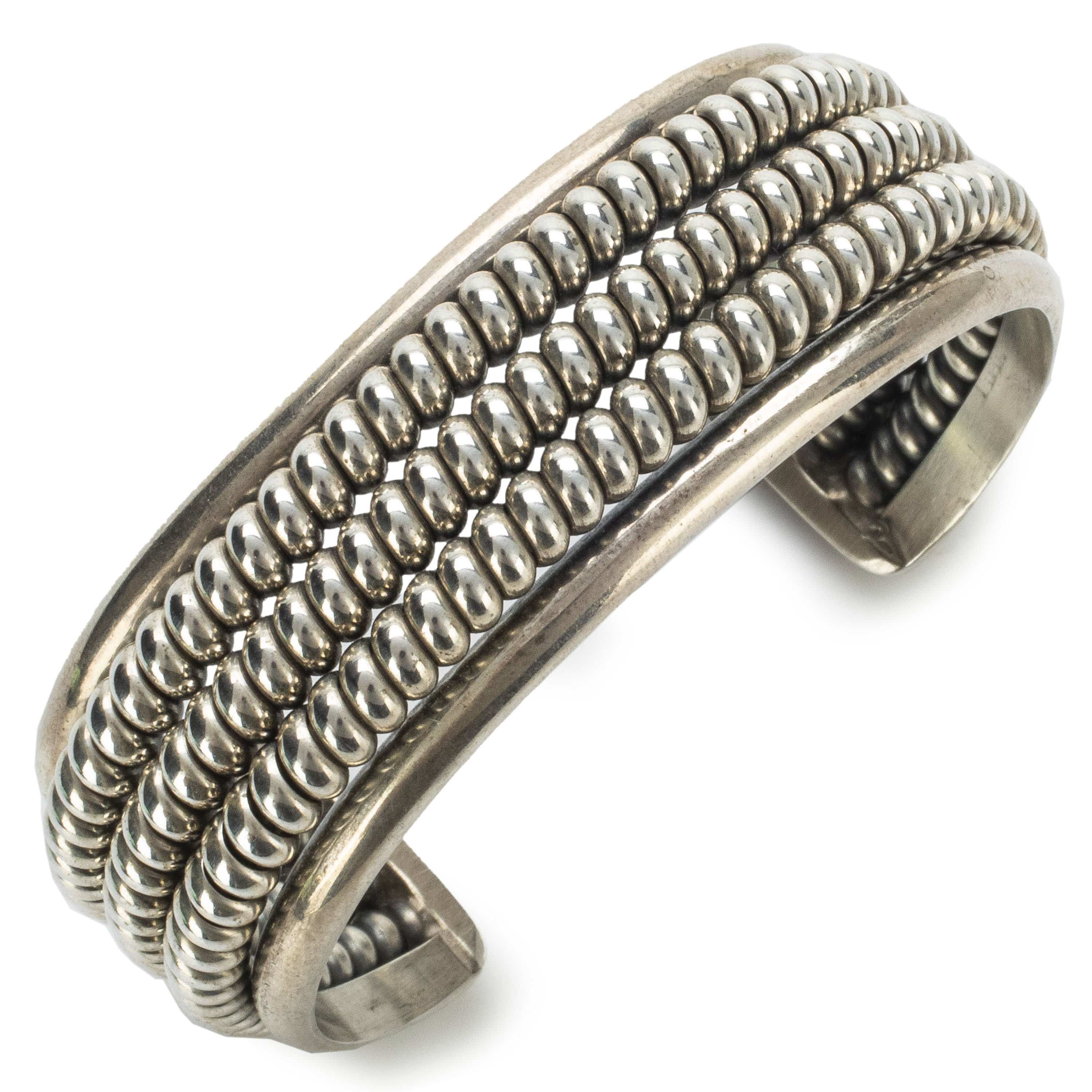 Kalifano Native American Jewelry Three Spiral Strand USA Native American Made 925 Sterling Silver Cuff NAB1200.013