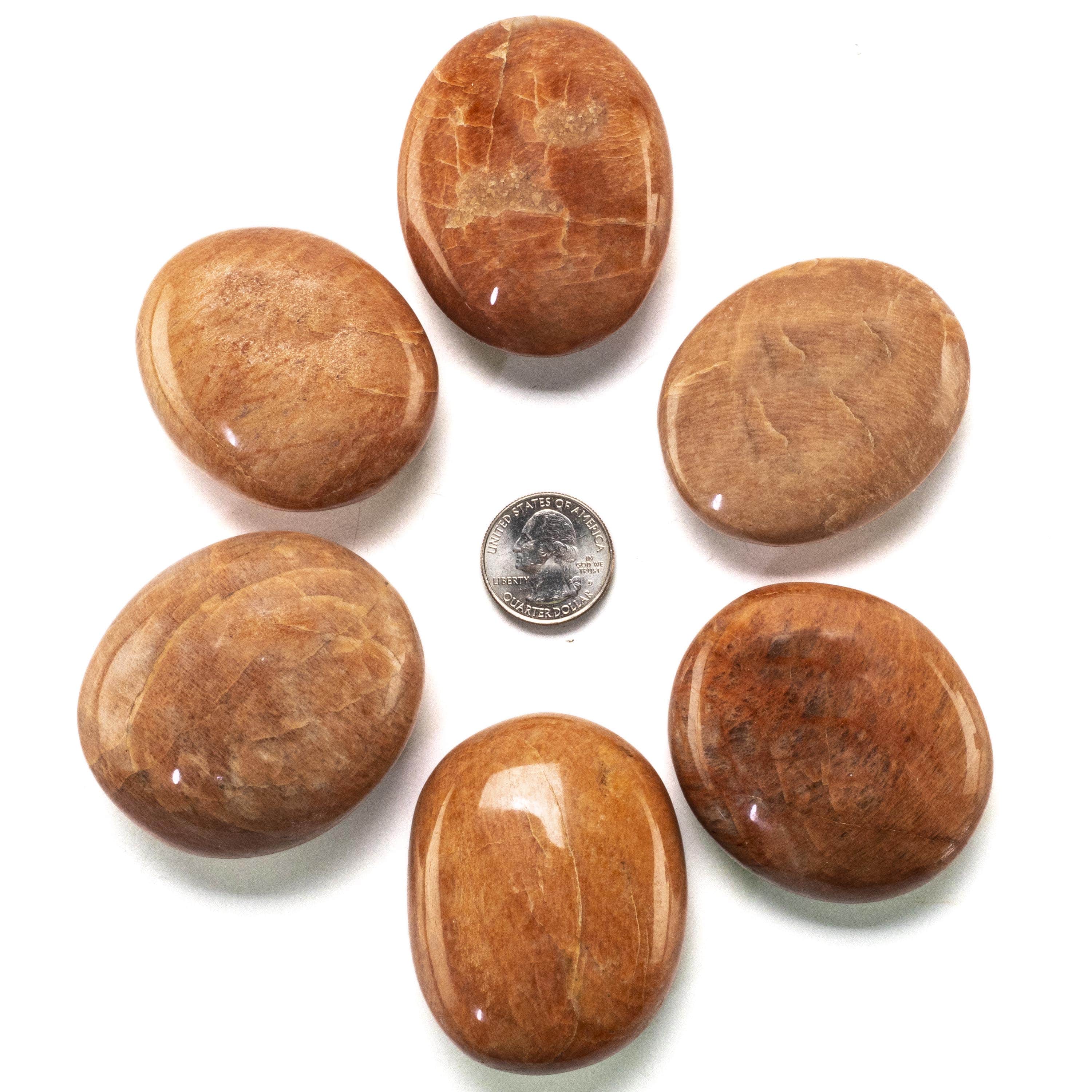 KALIFANO Peach Moonstone Palm Stone PS60-PM