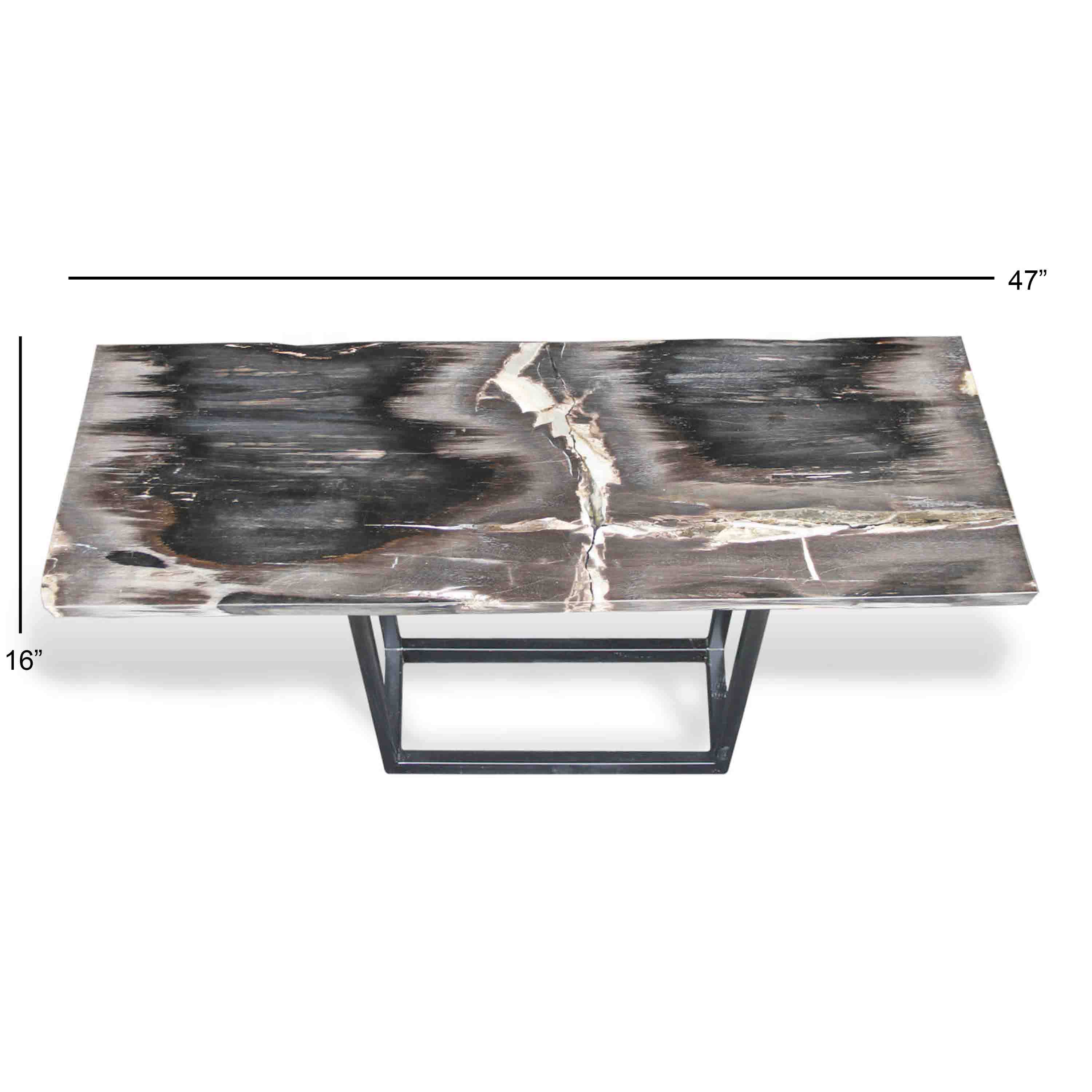 Kalifano Petrified Wood Natural Polished Petrified Wood Console Table from Indonesia - 47" / 93 lbs PWR5000.001