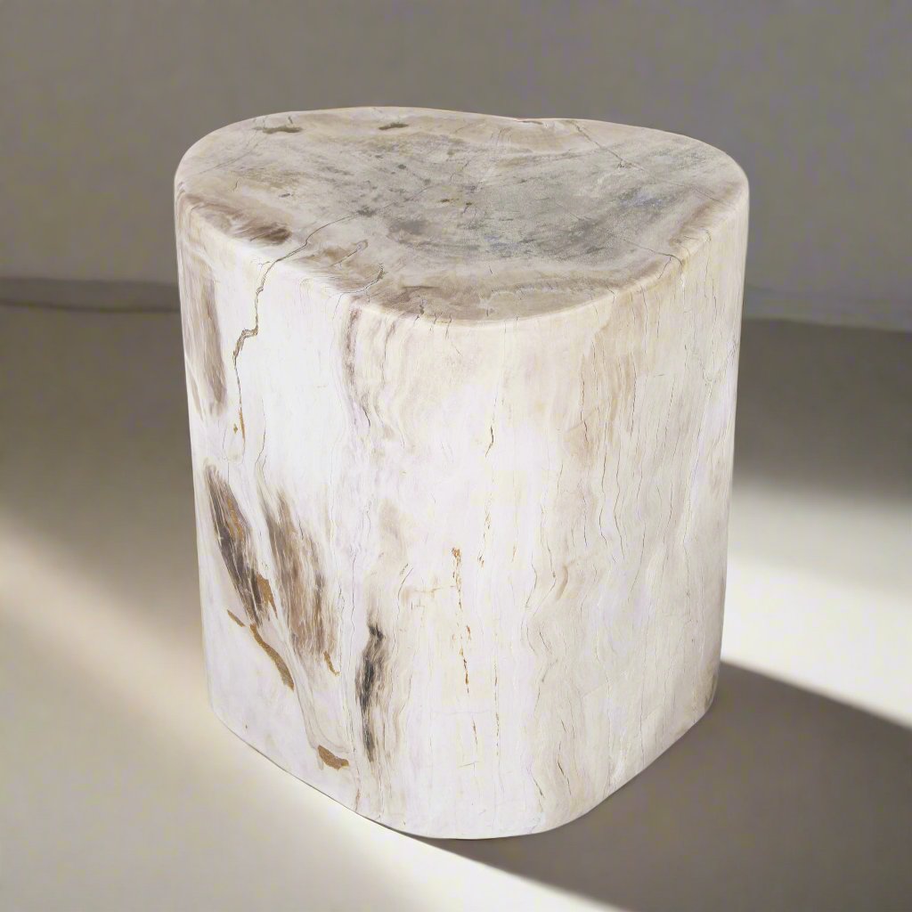 Kalifano Petrified Wood Natural Polished Petrified Wood Stool from Indonesia - 18" / 227 lbs PWS4100.001