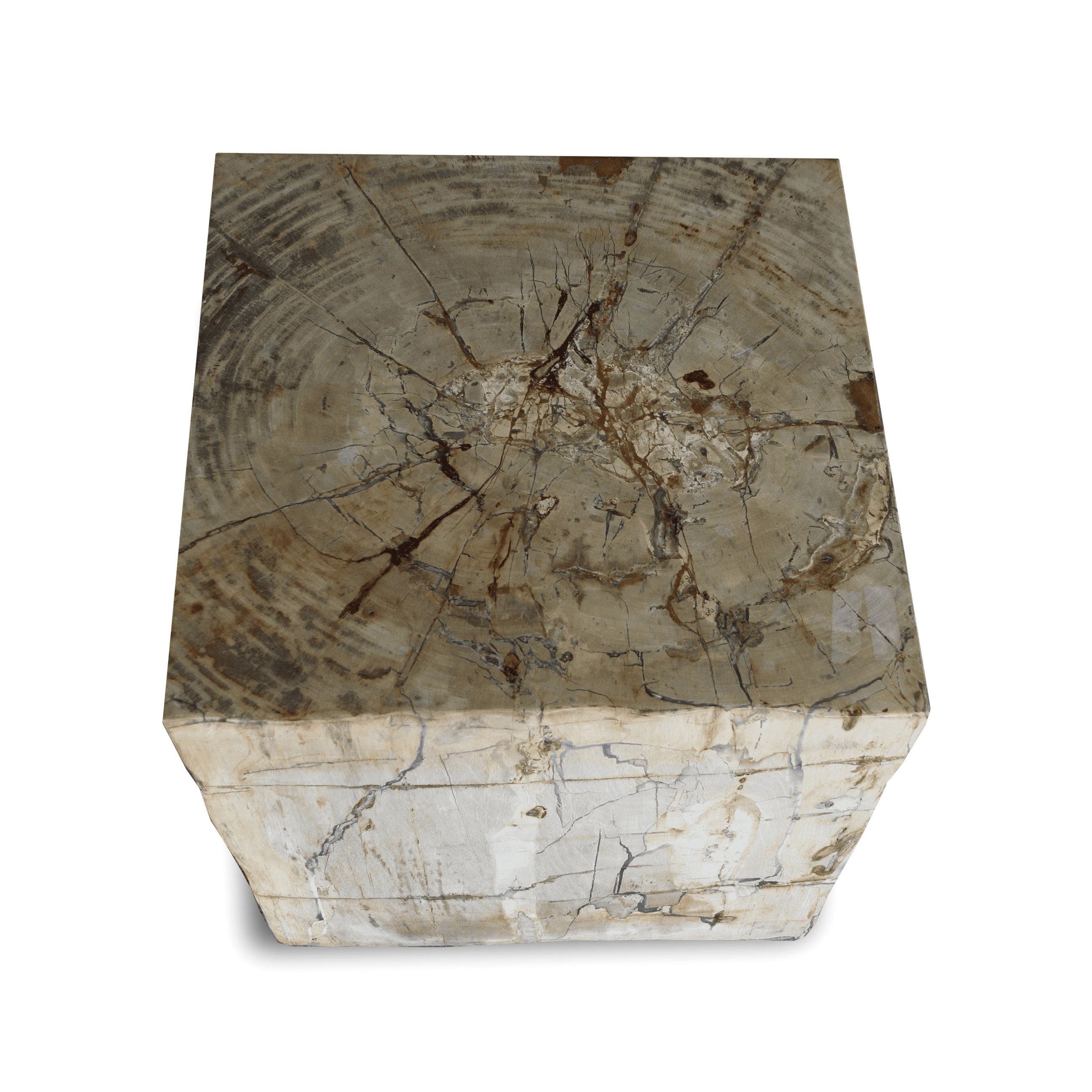 Kalifano Petrified Wood Petrified Wood Square Stump / Stool from Indonesia - 17" / 381 lbs PWSS10400.001