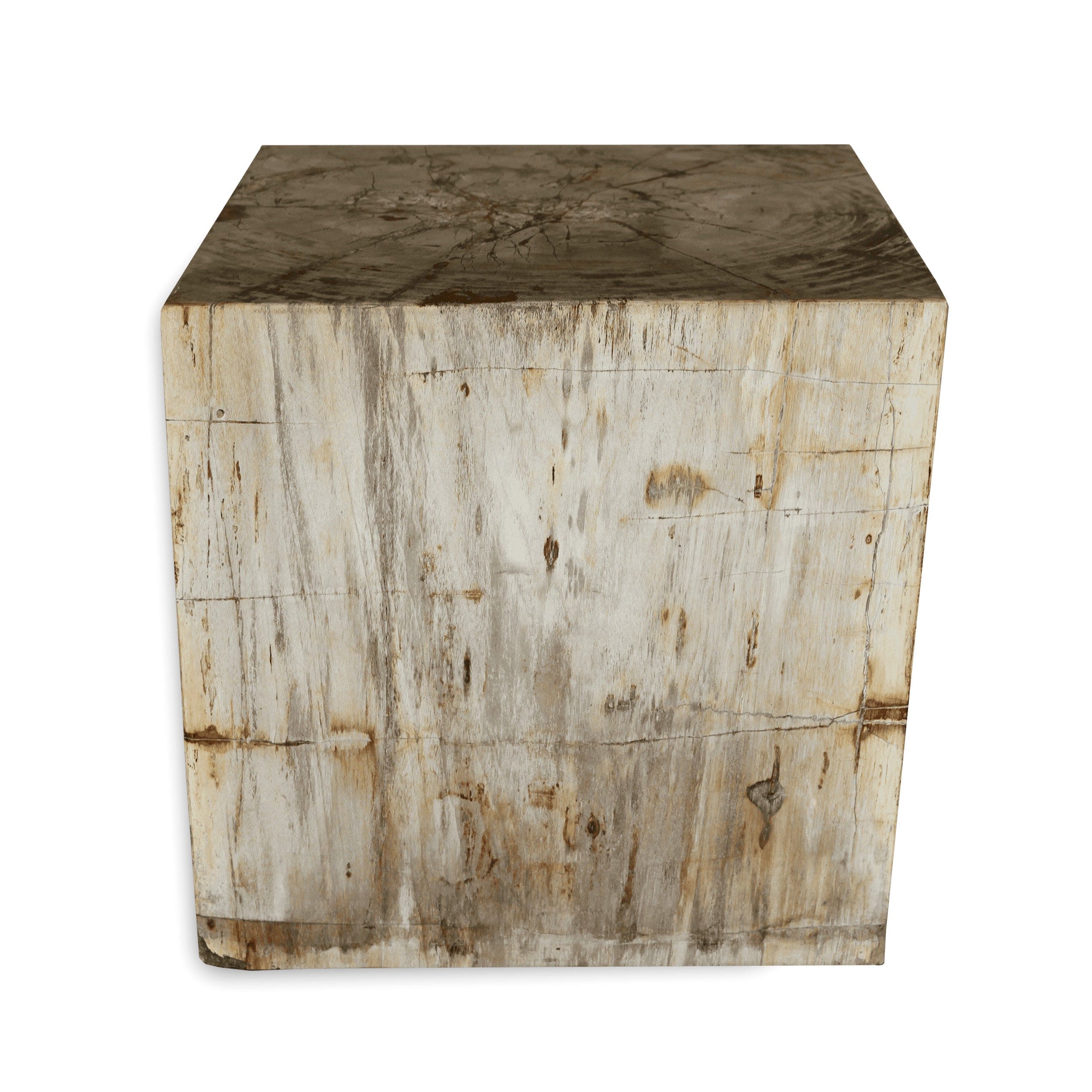 Kalifano Petrified Wood Petrified Wood Square Stump / Stool from Indonesia - 17" / 381 lbs PWSS10400.001