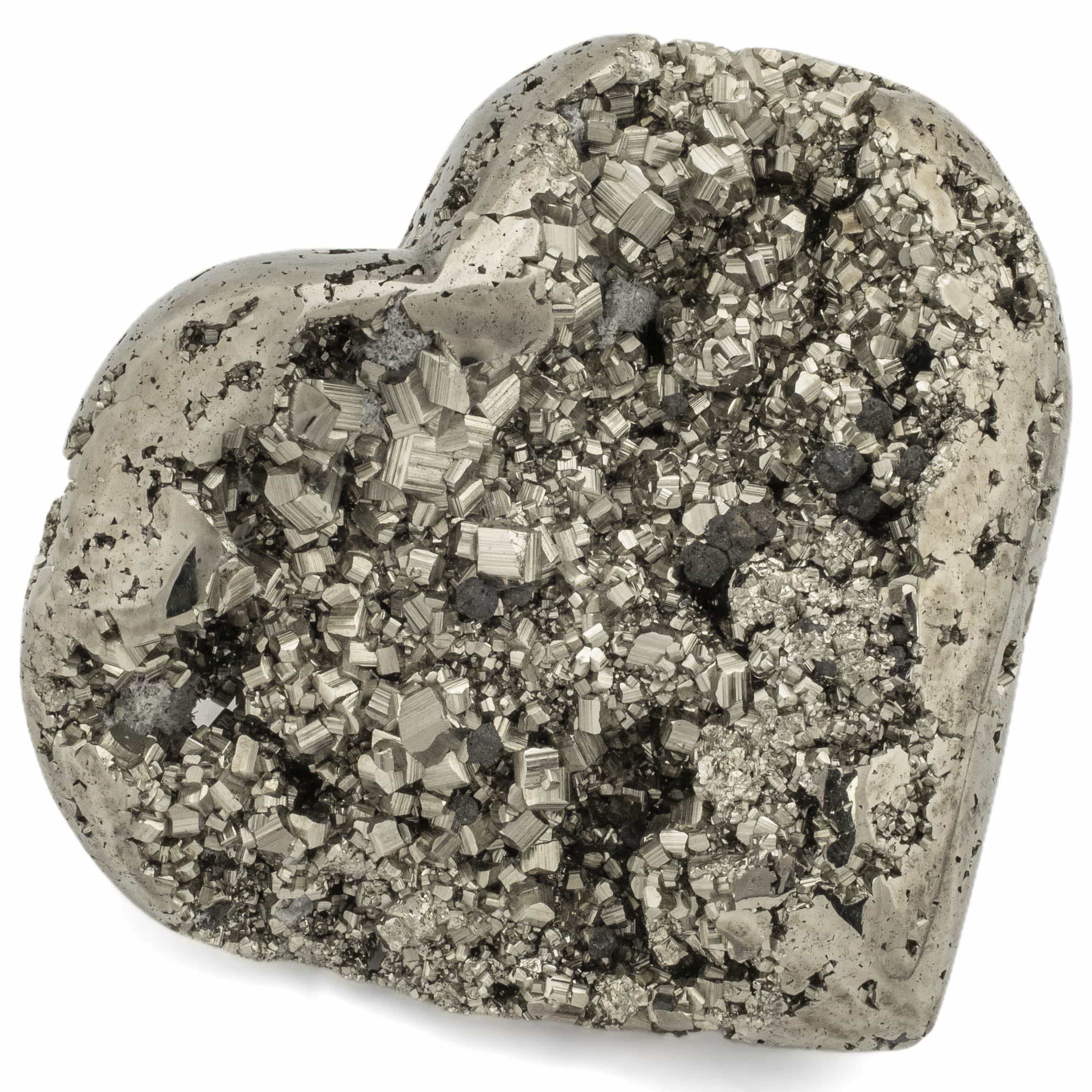 Kalifano Pyrite Pyrite Heart Carving 4" / 550g GH600-PC