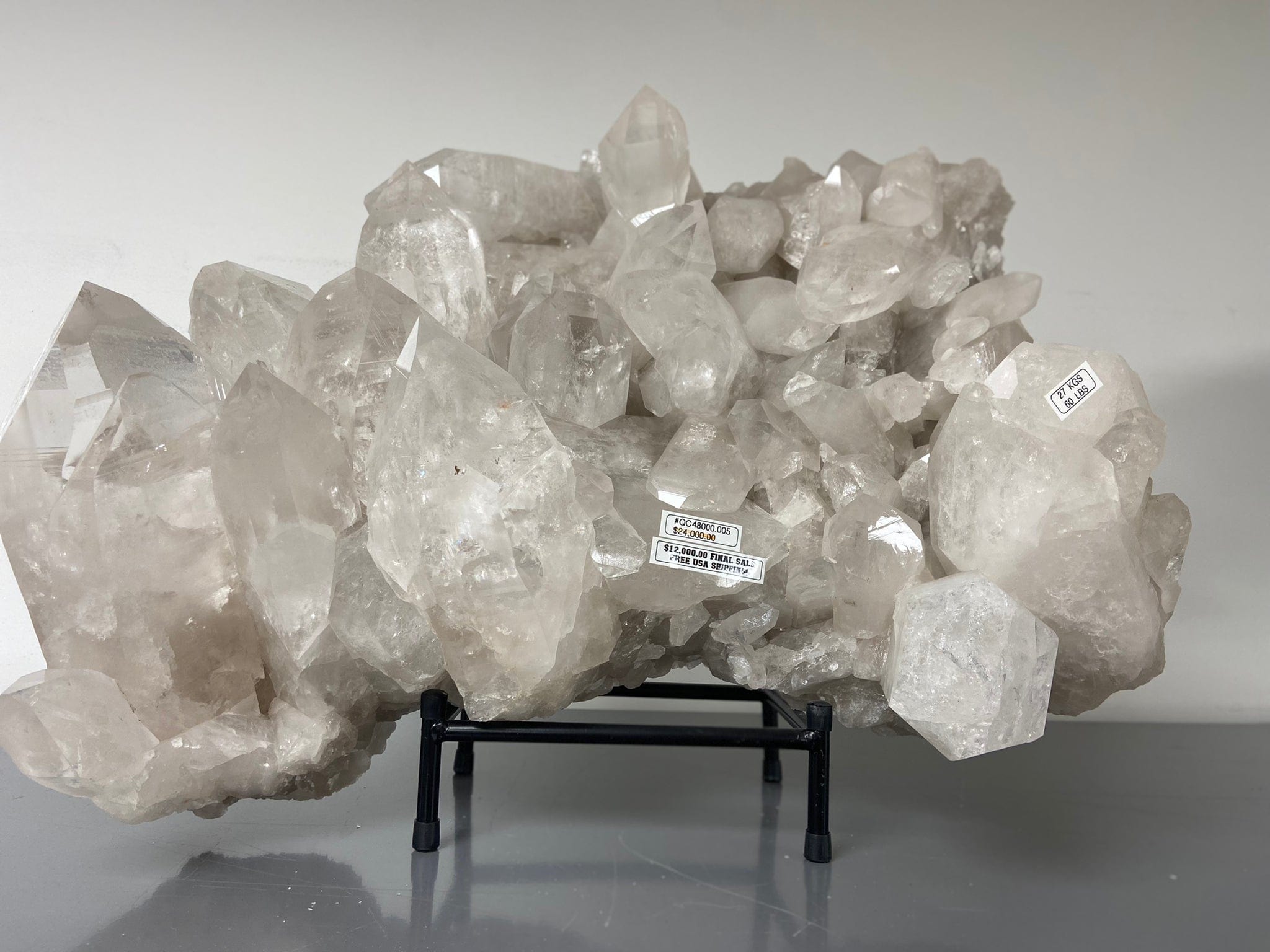 Kalifano Quartz Natural Brazilian Clear Quartz Cluster - 20‚Äù / 60 lbs QC48000.005