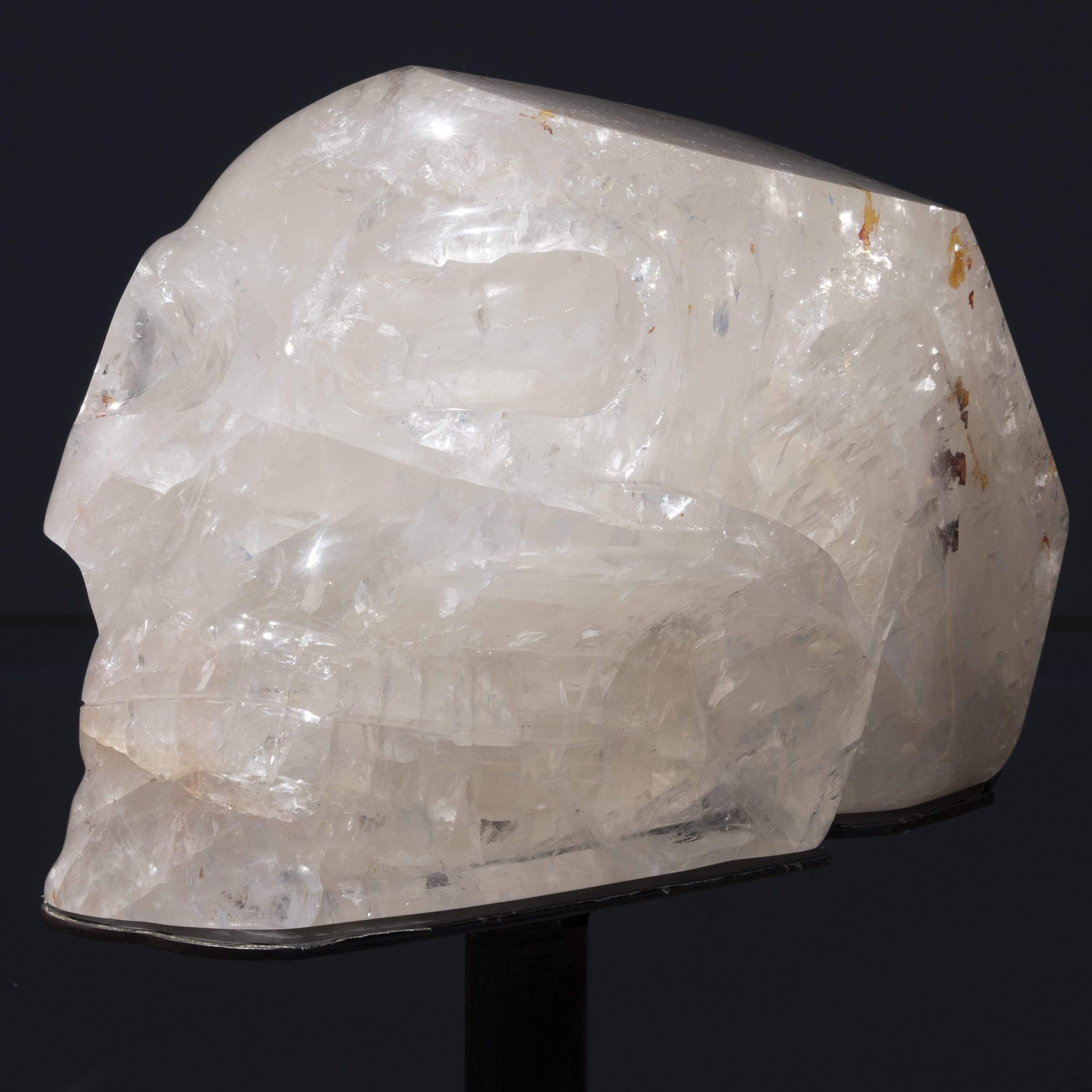 Kalifano Quartz Natural Clear Quartz Skull Carving from Brazil on Custom Stand - 60" / 618 lbs SKULL196000