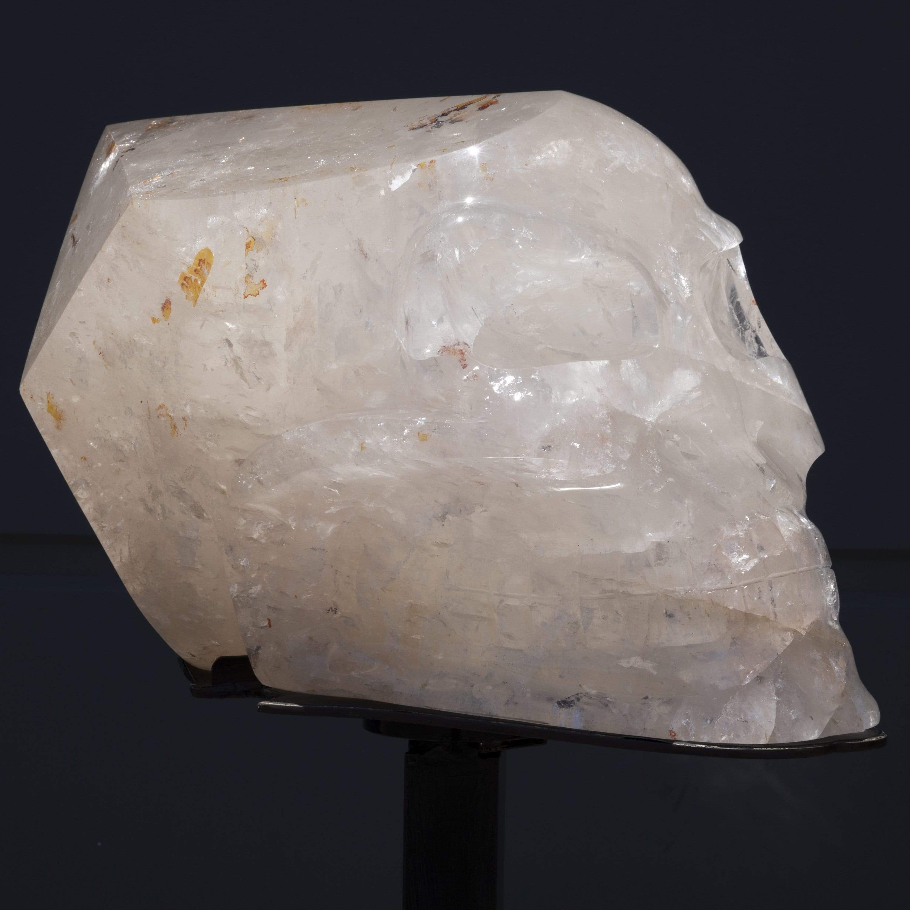 Kalifano Quartz Natural Clear Quartz Skull Carving from Brazil on Custom Stand - 60" / 618 lbs SKULL196000