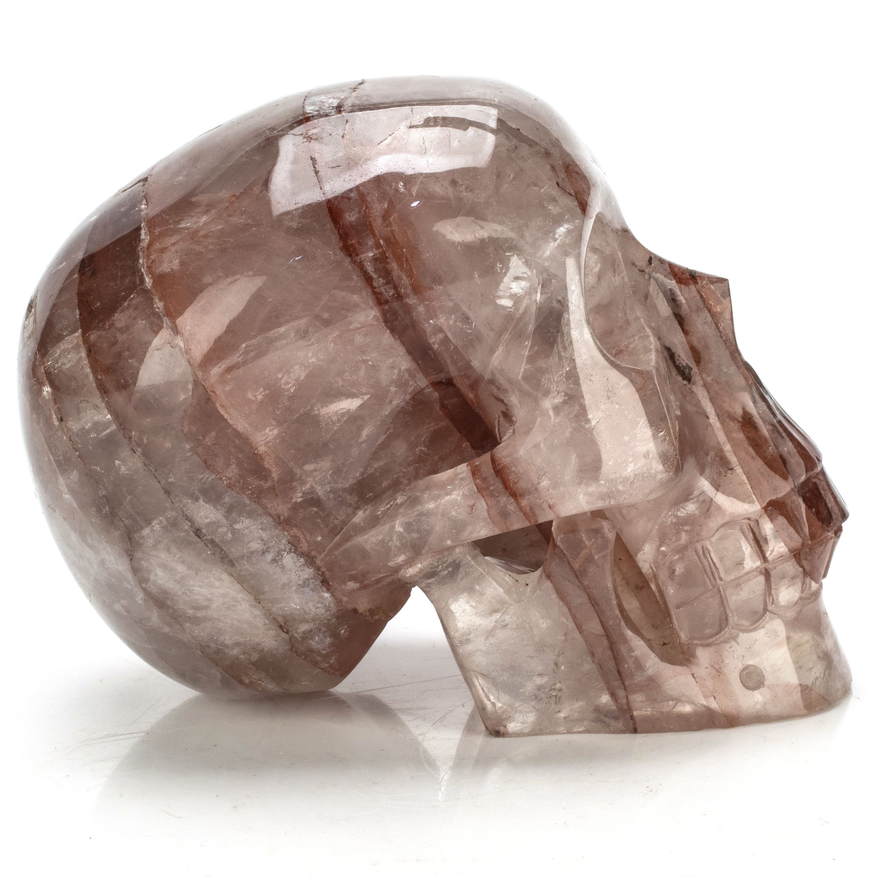 Kalifano Quartz Natural Hand Carved Brazilian Hematoid Quartz Skull - 4.75 in. / 1,160 grams SK5000.002