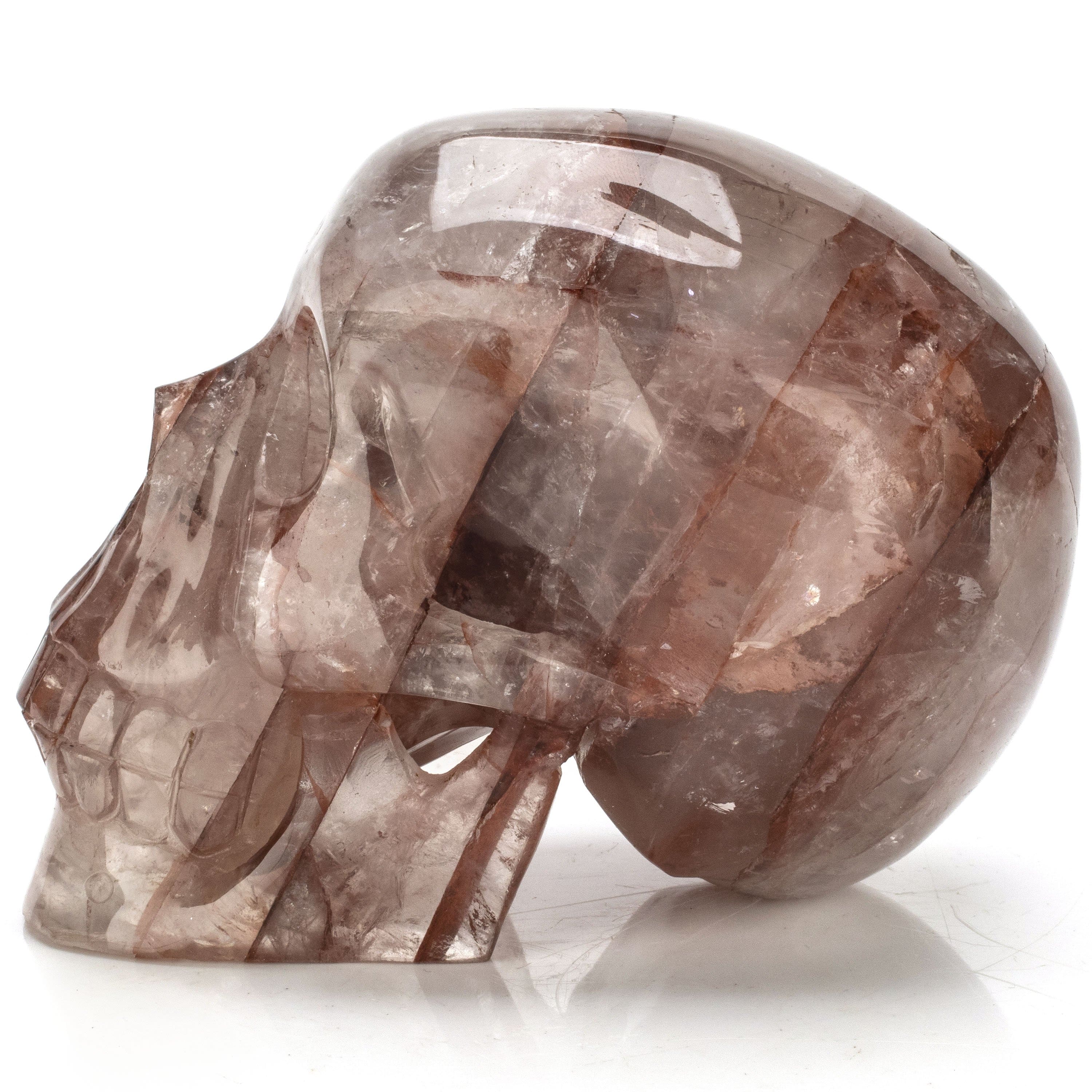 Kalifano Quartz Natural Hand Carved Brazilian Hematoid Quartz Skull - 4.75 in. / 1,160 grams SK5000.002