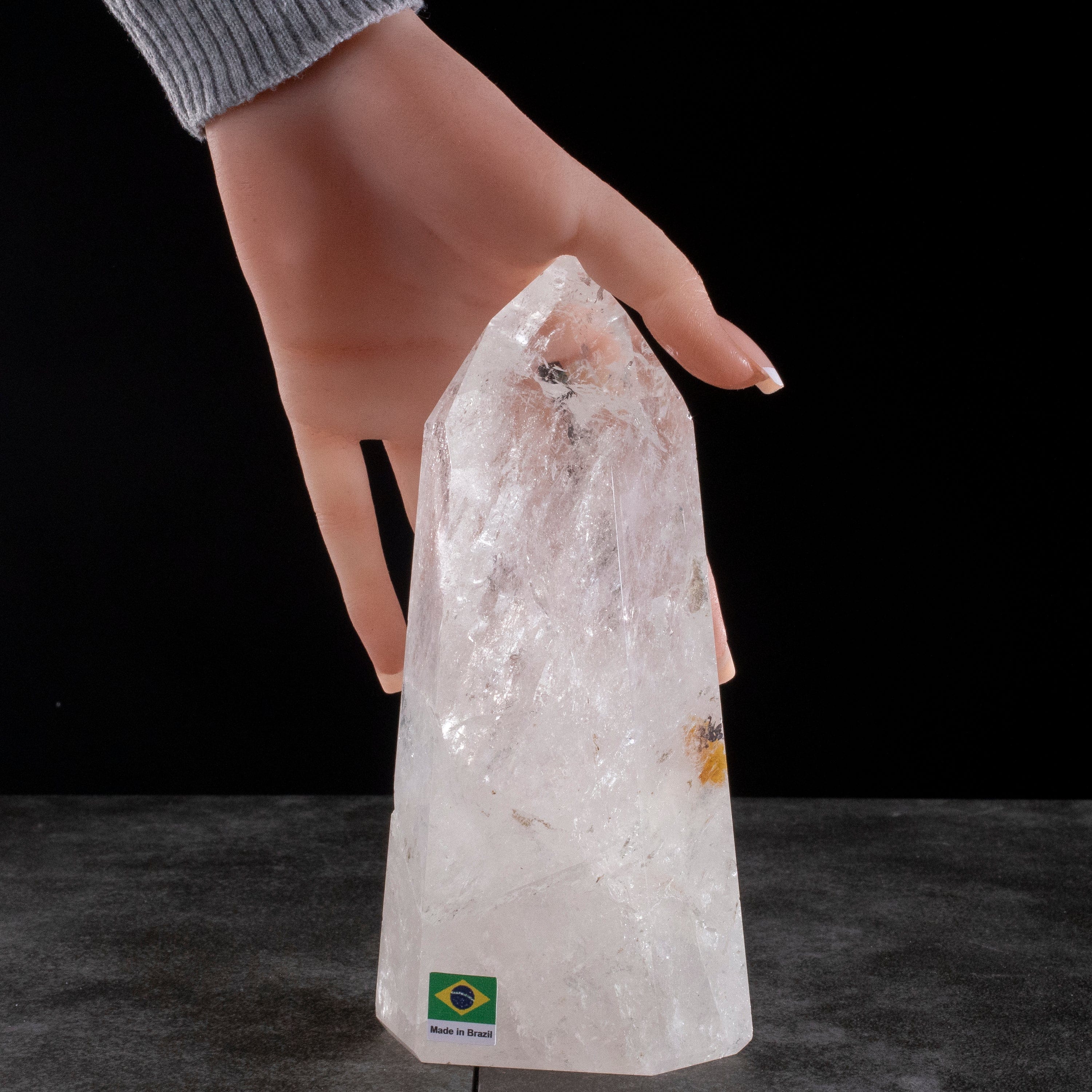 Kalifano Quartz Natural Quartz Obelisk from Brazil - 7" / 1,041 grams QZ1500.020