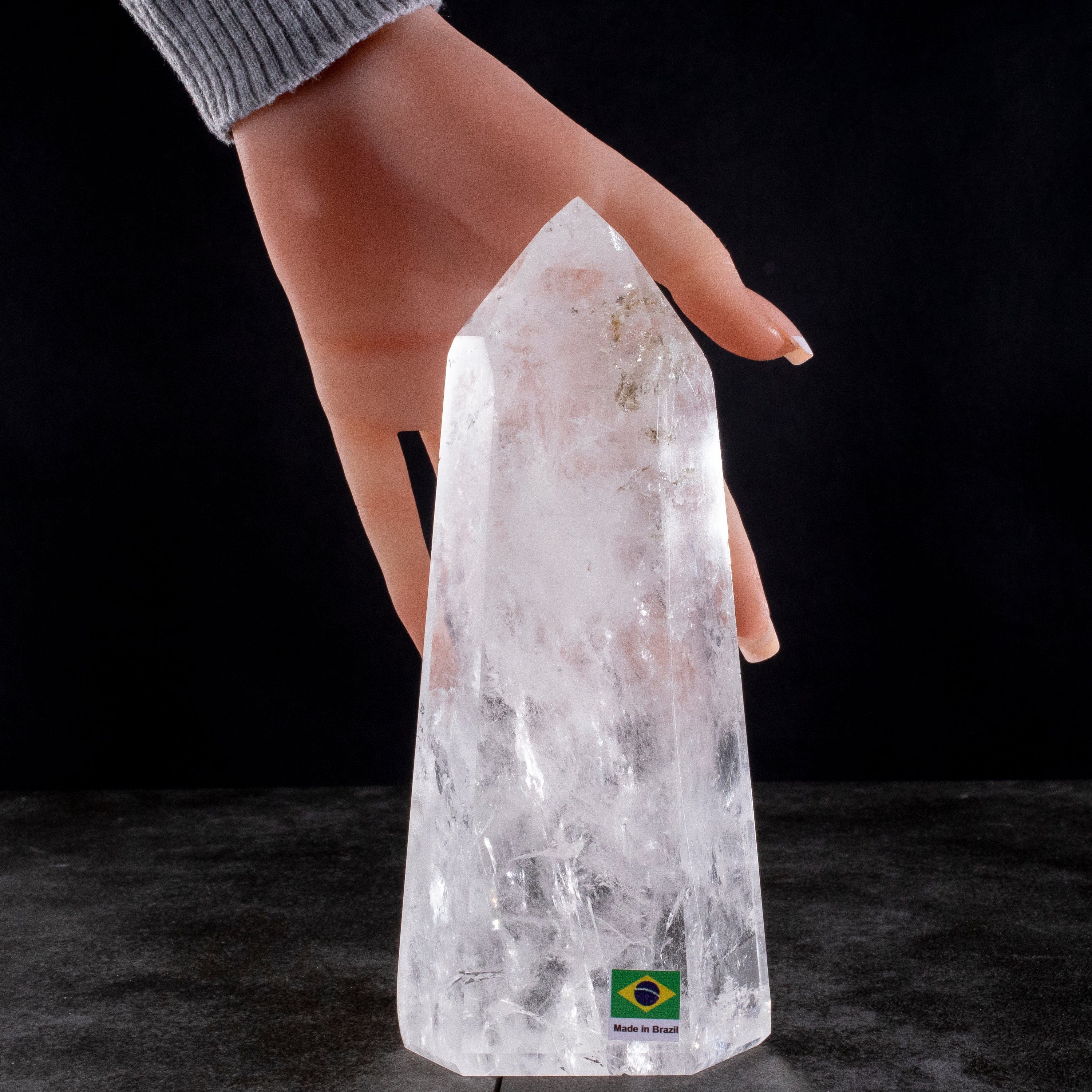 Kalifano Quartz Natural Quartz Obelisk from Brazil - 7.5" / 1,100 grams QZ1500.011