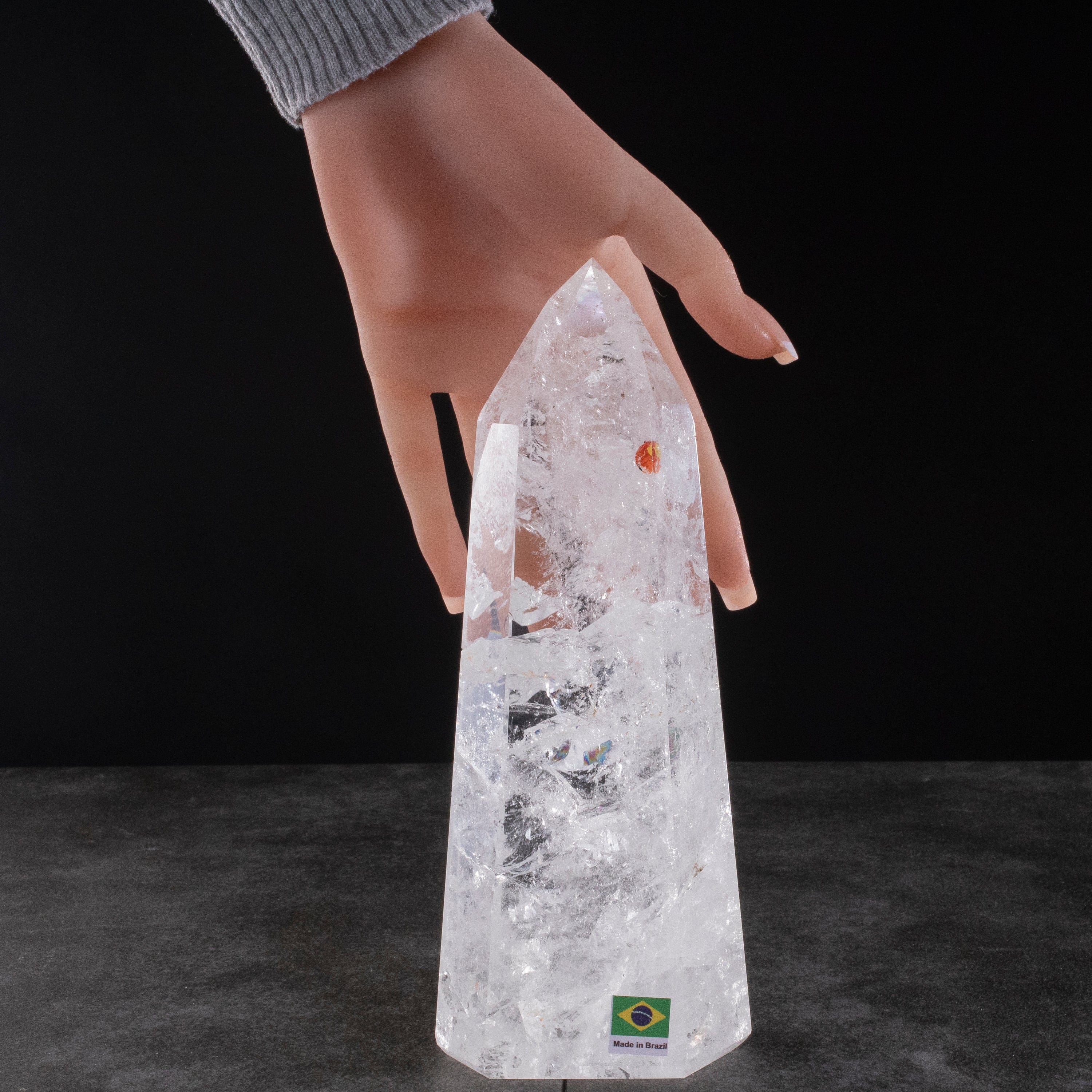 Kalifano Quartz Natural Quartz Obelisk from Brazil - 8" / 1,184 grams QZ1500.015