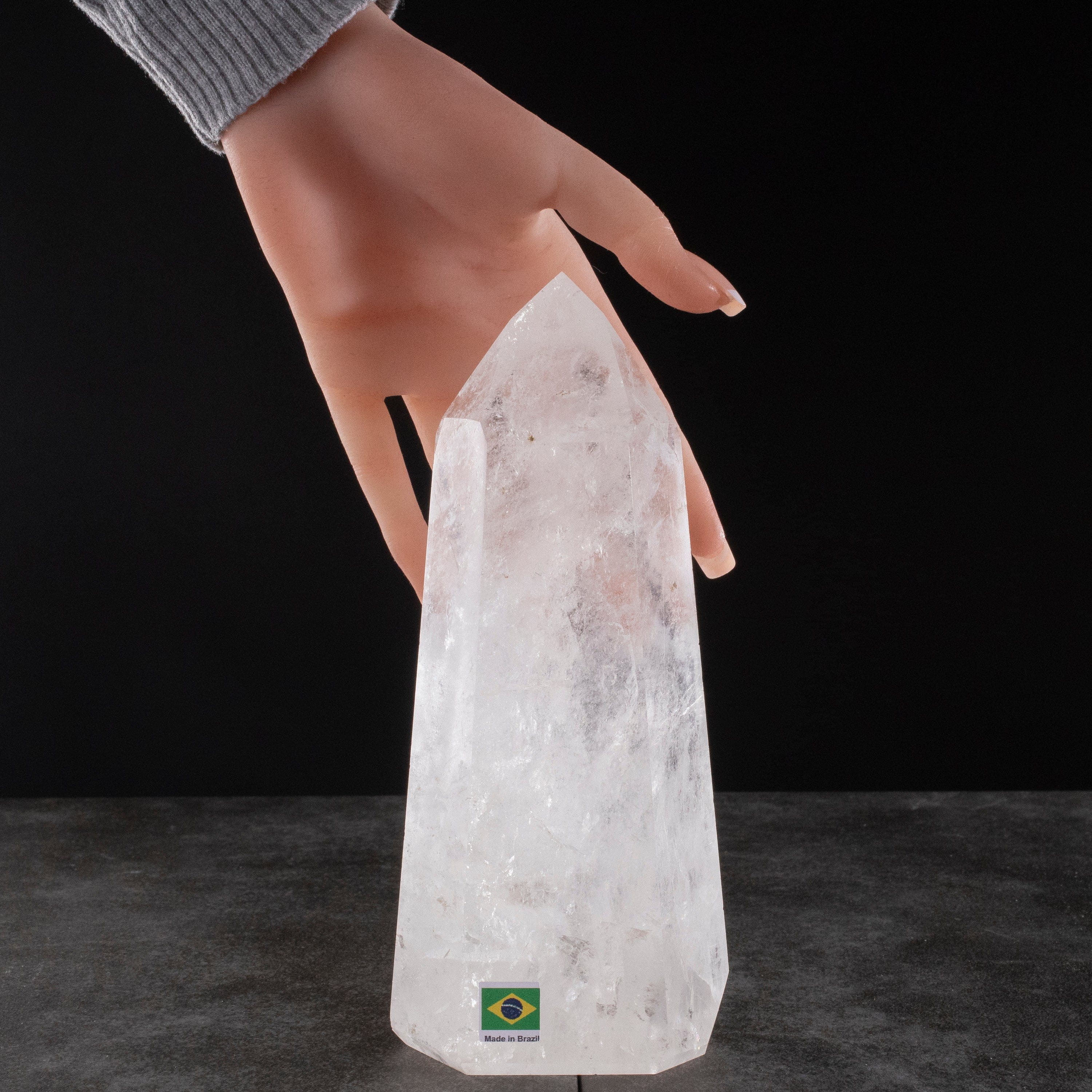 Kalifano Quartz Natural Quartz Obelisk from Brazil - 8" / 1,315 grams QZ1800.019