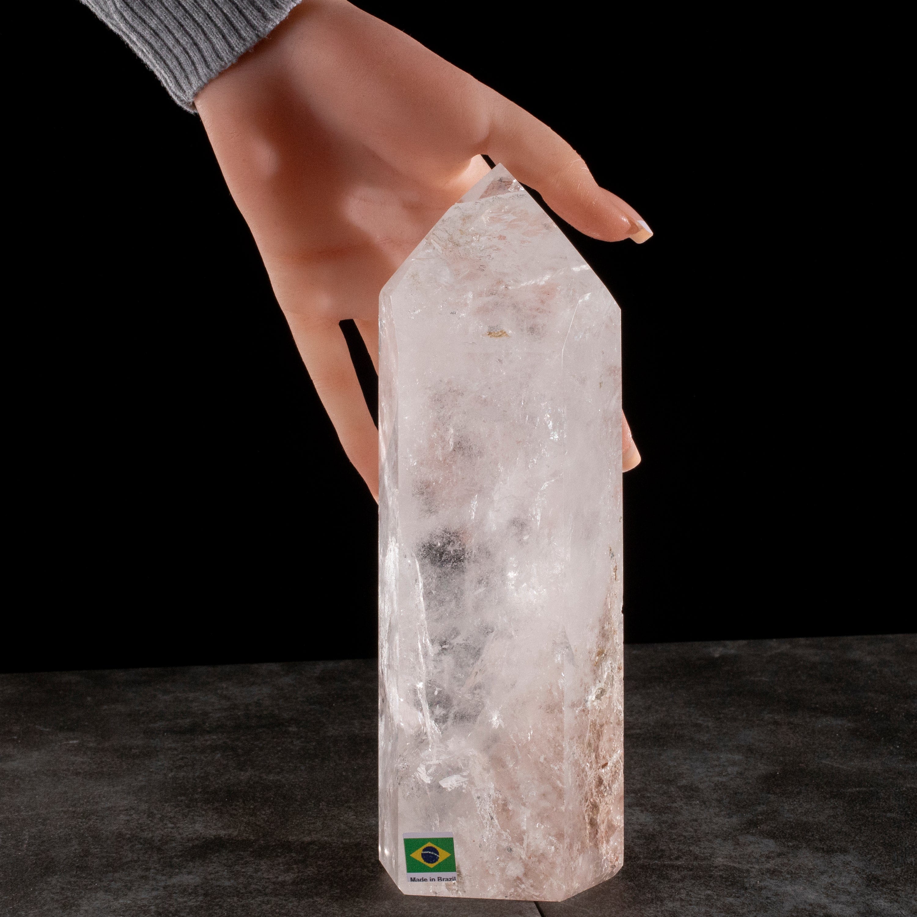 Kalifano Quartz Natural Quartz Obelisk from Brazil - 8.5" / 1,470 grams QZ1800.004