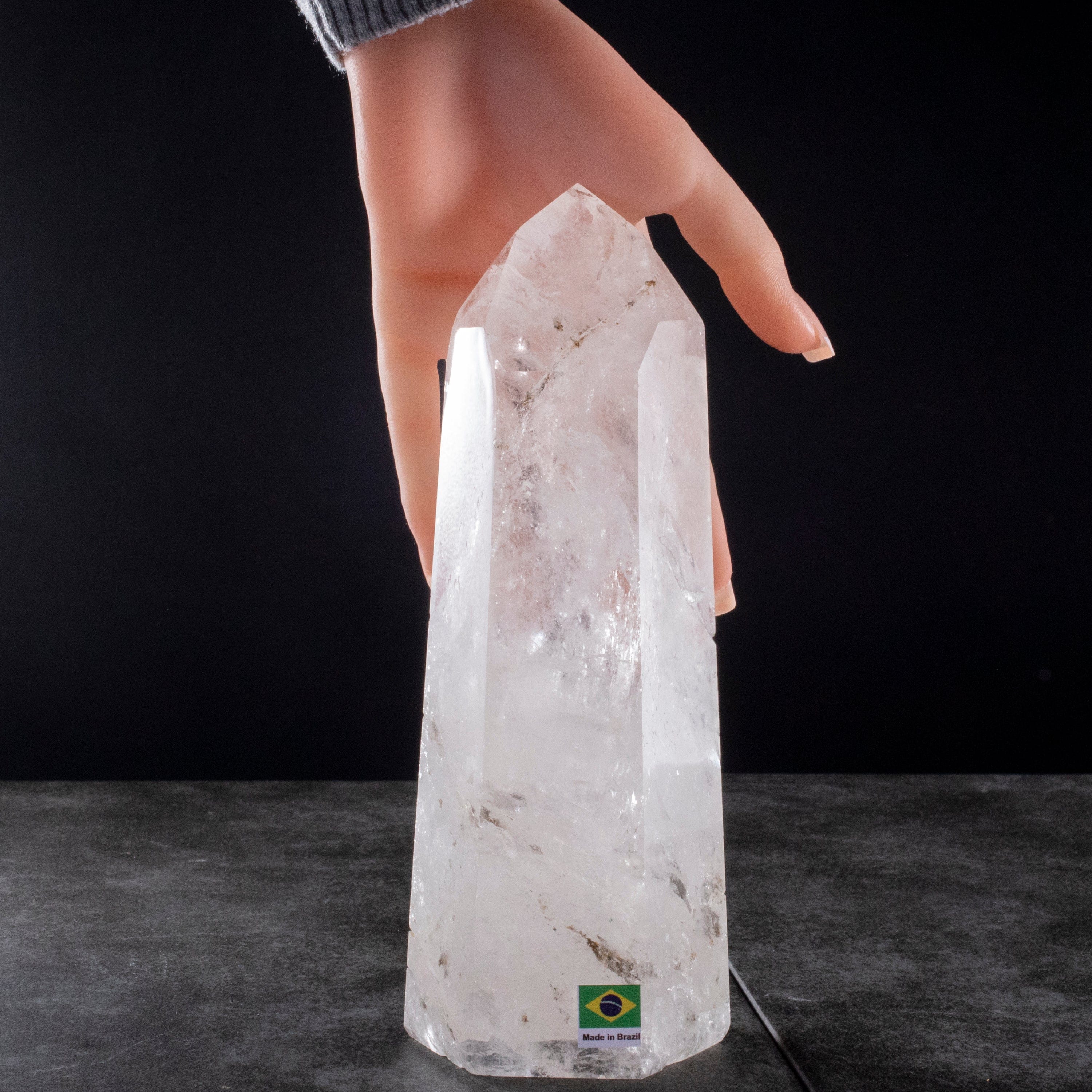 Kalifano Quartz Natural Quartz Obelisk from Brazil - 8.5" / 1,477 grams QZ1800.020