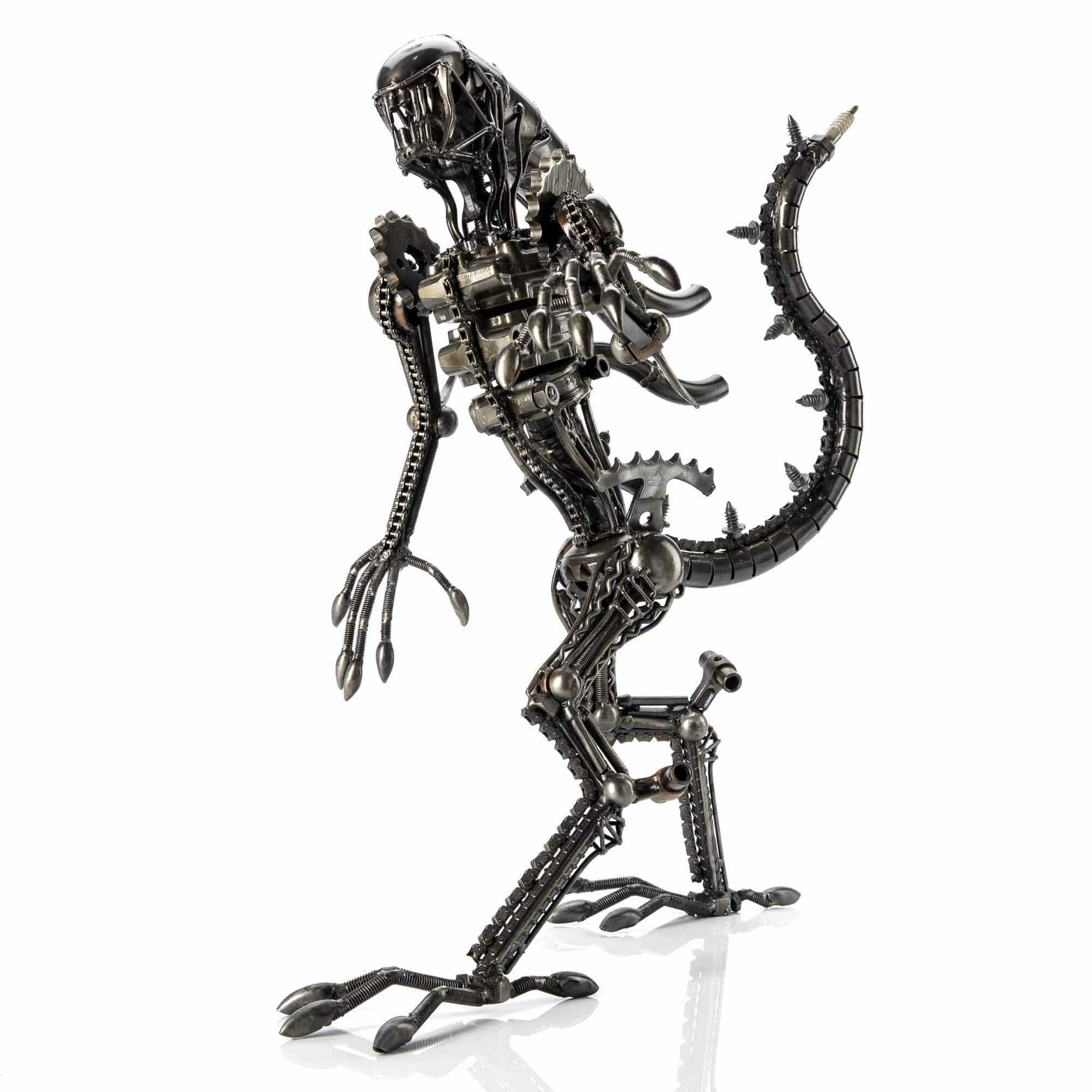 Kalifano Recycled Metal Art 17" Alien Inspired Recycled Metal Sculpture RMS-AS45x40-S