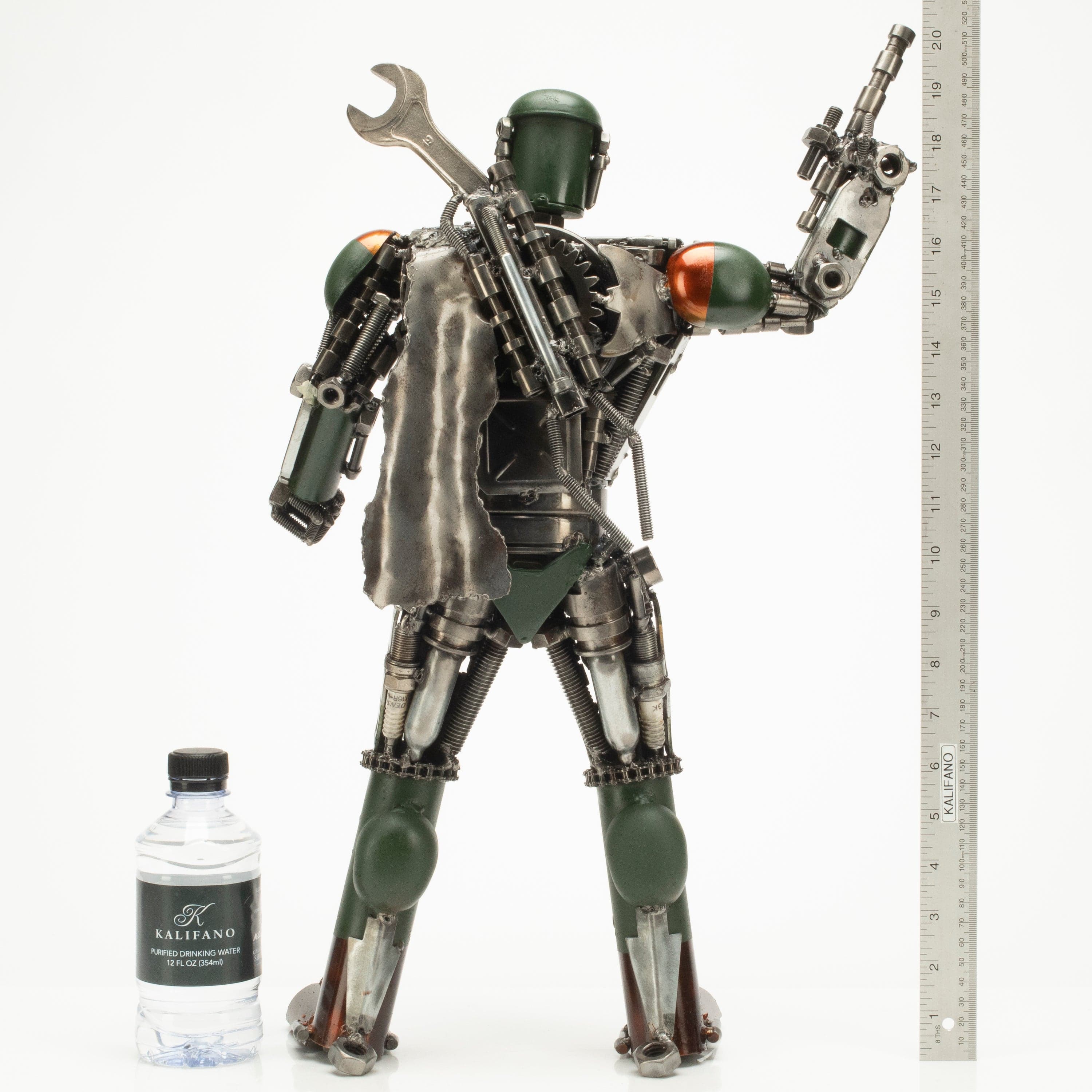 Kalifano Recycled Metal Art 20" Boba Fett with Blaster Inspired Recycled Metal Art Sculpture RMS-BF55-S