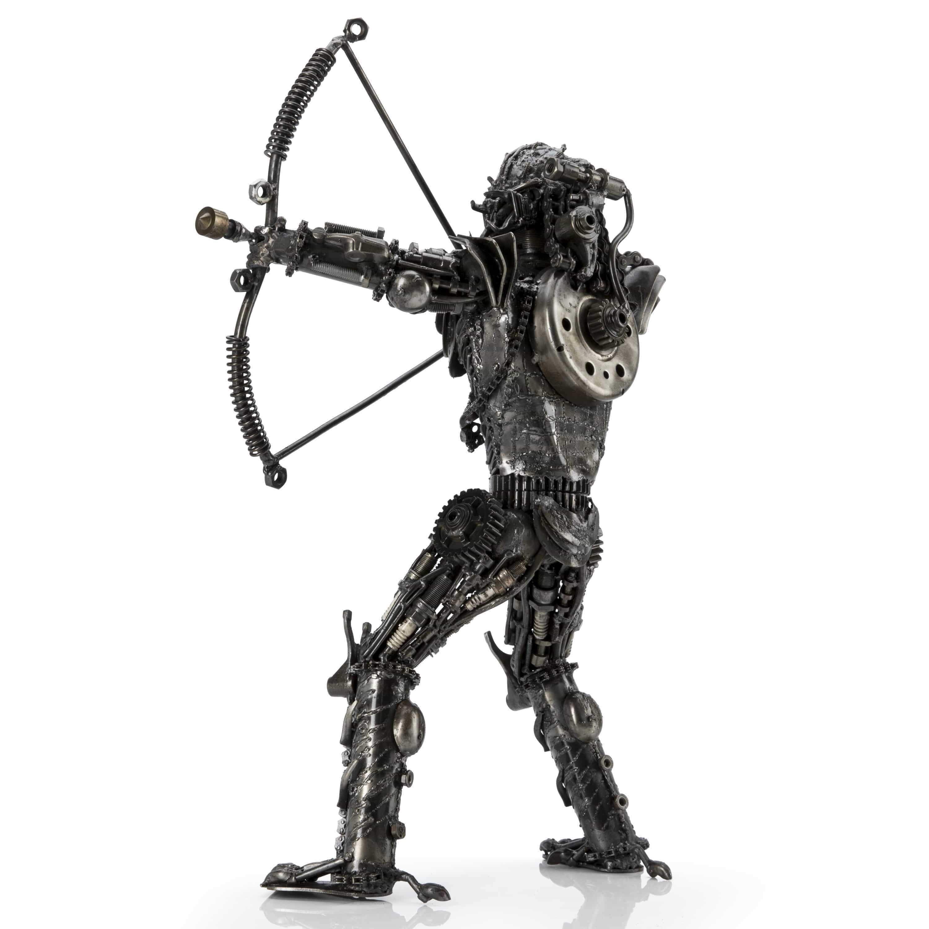 Kalifano Recycled Metal Art 23" Predator with Bow & Arrow Inspired Recycled Metal Sculpture RMS-P58x41-S